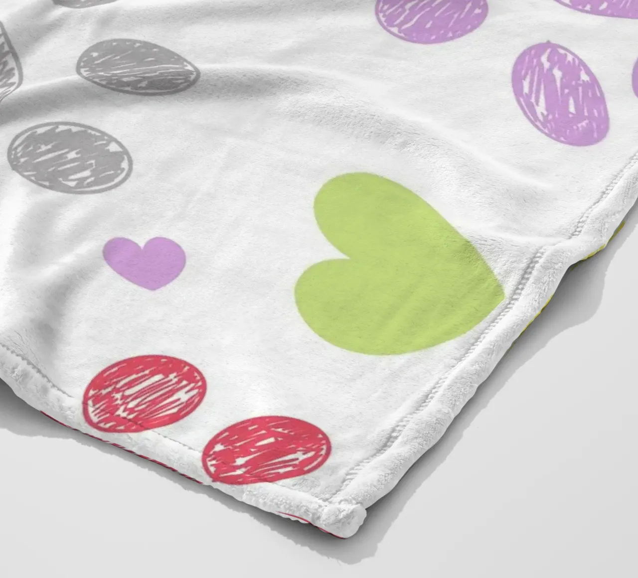 Doodle colorful paw print with hearts fleece blanket by gulsengunel