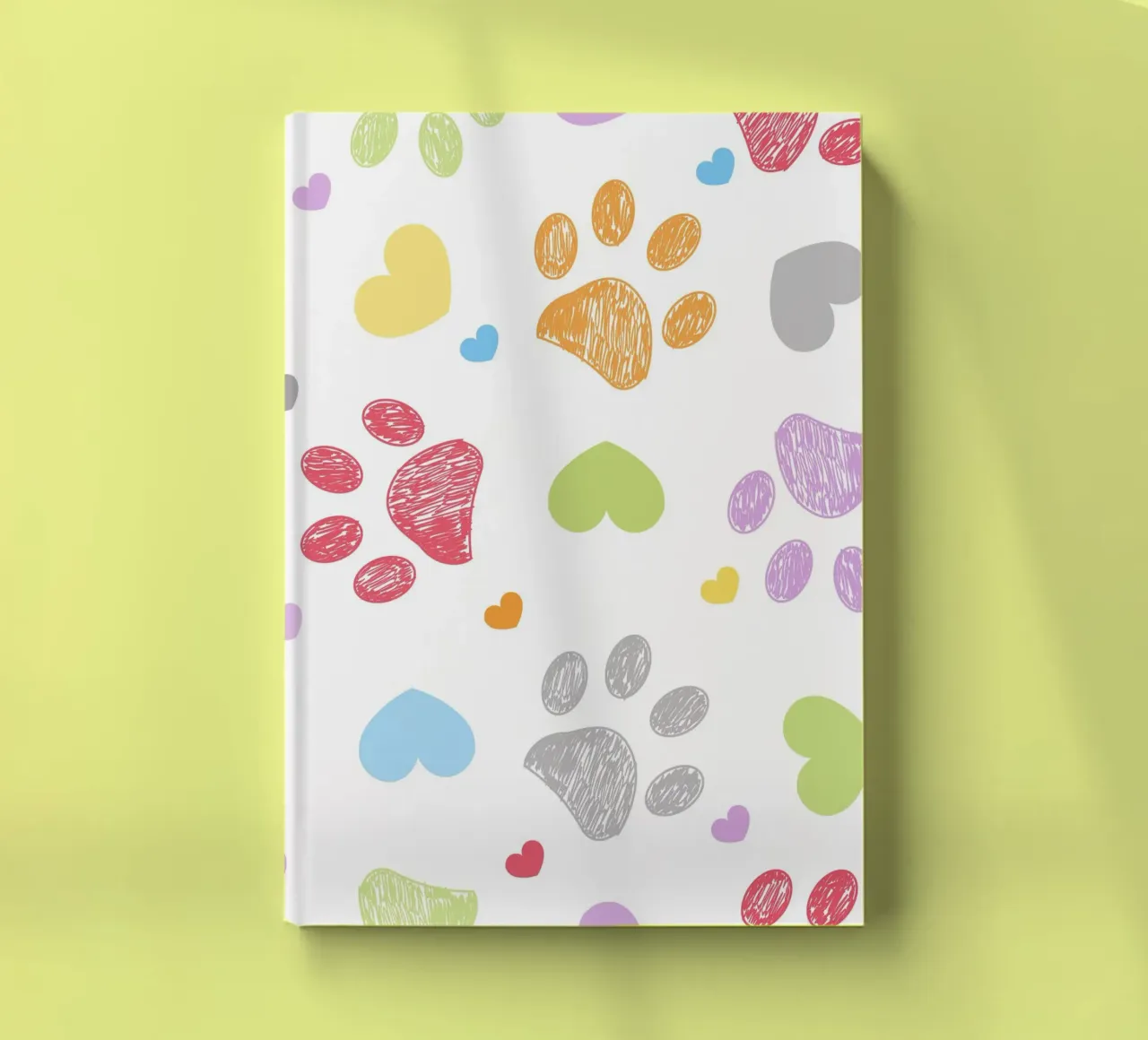 Doodle colorful paw print with hearts notebook by gulsengunel