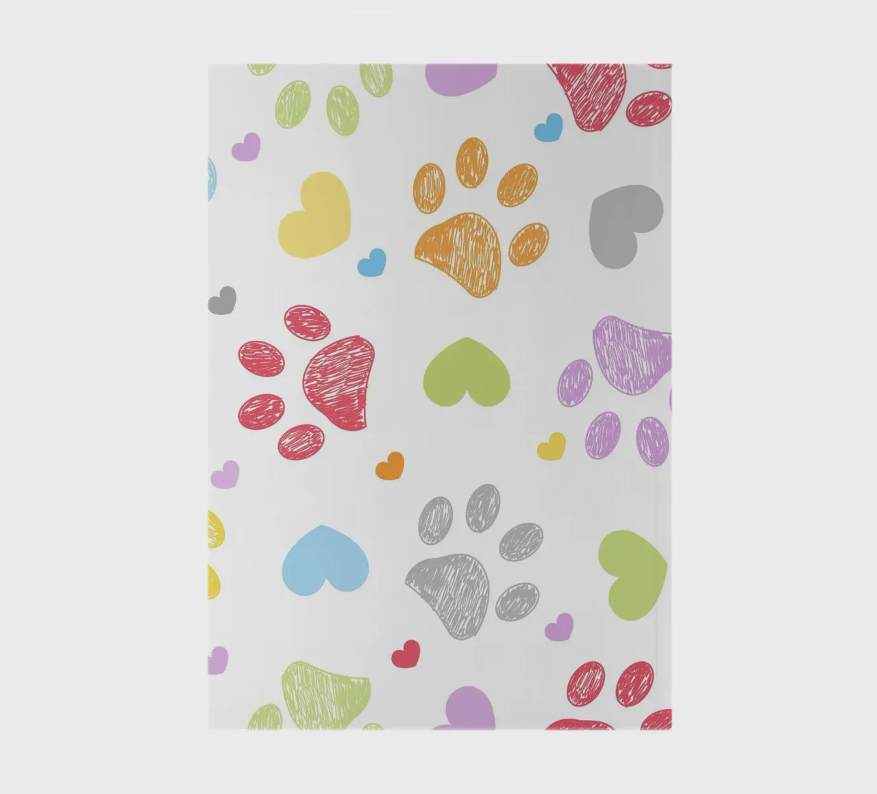 Doodle colorful paw print with hearts notebook by gulsengunel