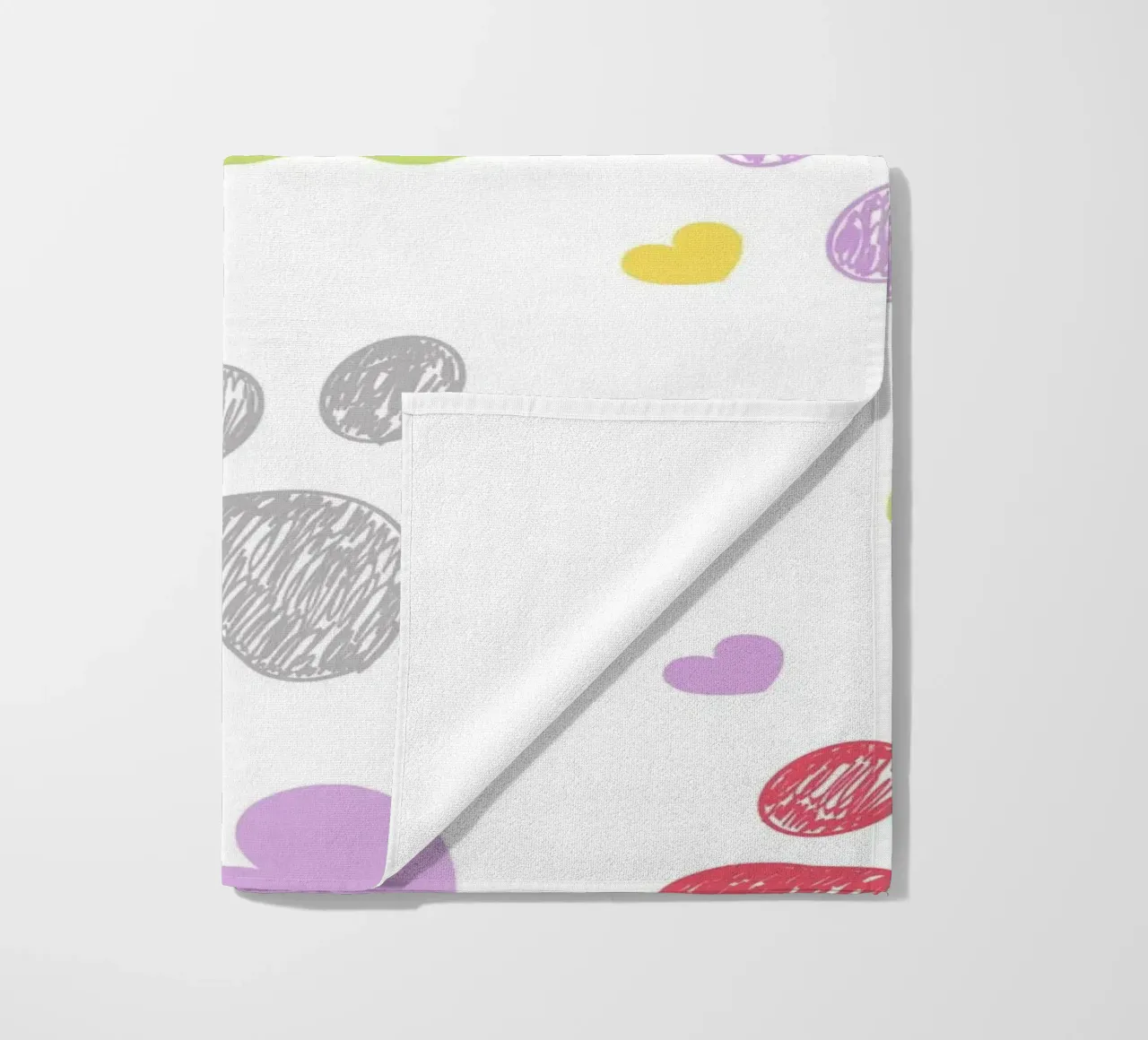Doodle colorful paw print with hearts beach towel by gulsengunel