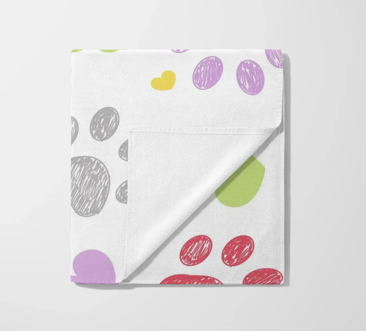 Doodle colorful paw print with hearts beach towel by gulsengunel