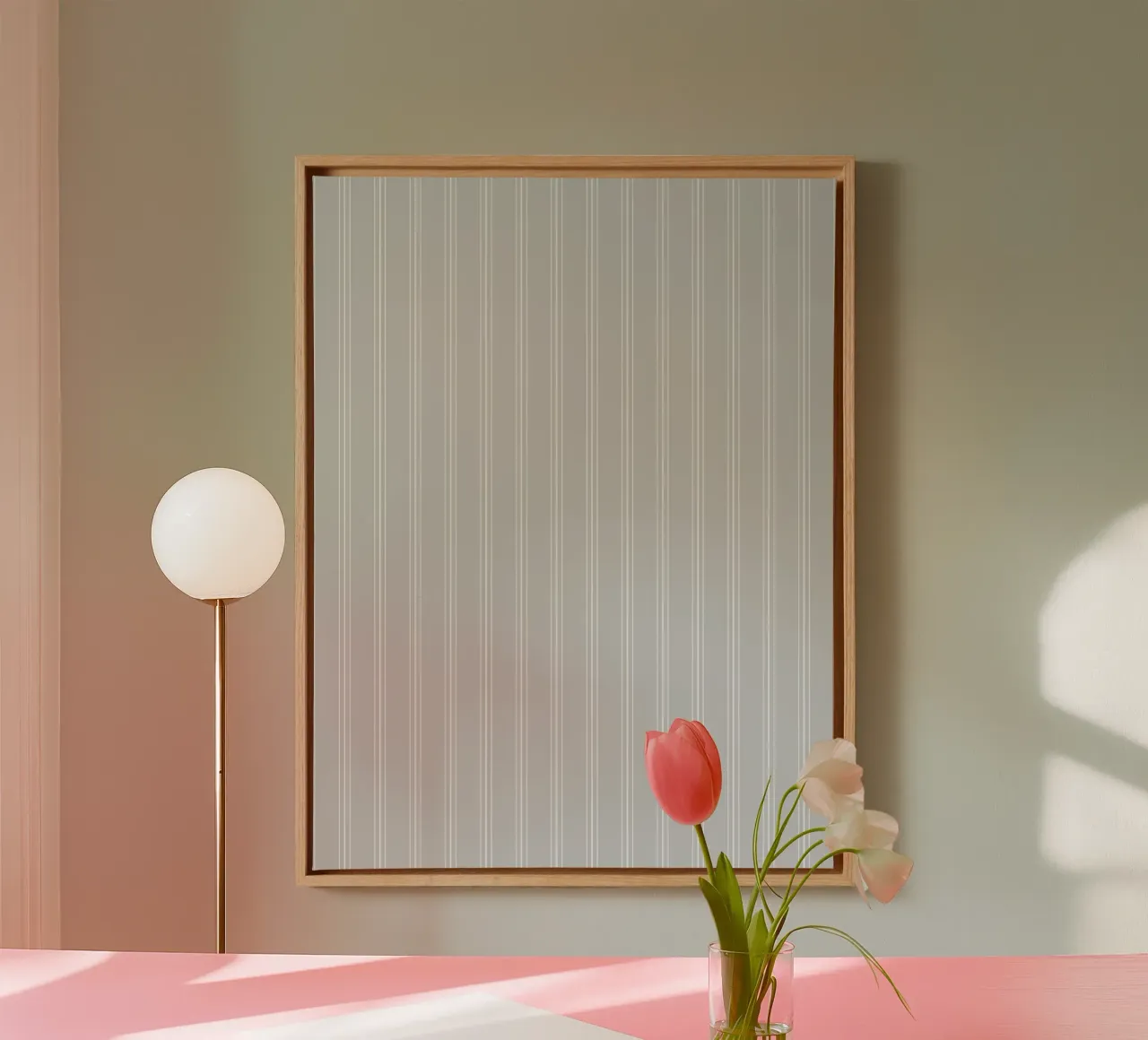 Minimal Klassiek Scandi Gemengde Strepen | Wit en Lichtgrijs canvas van Beauty in Simplicity