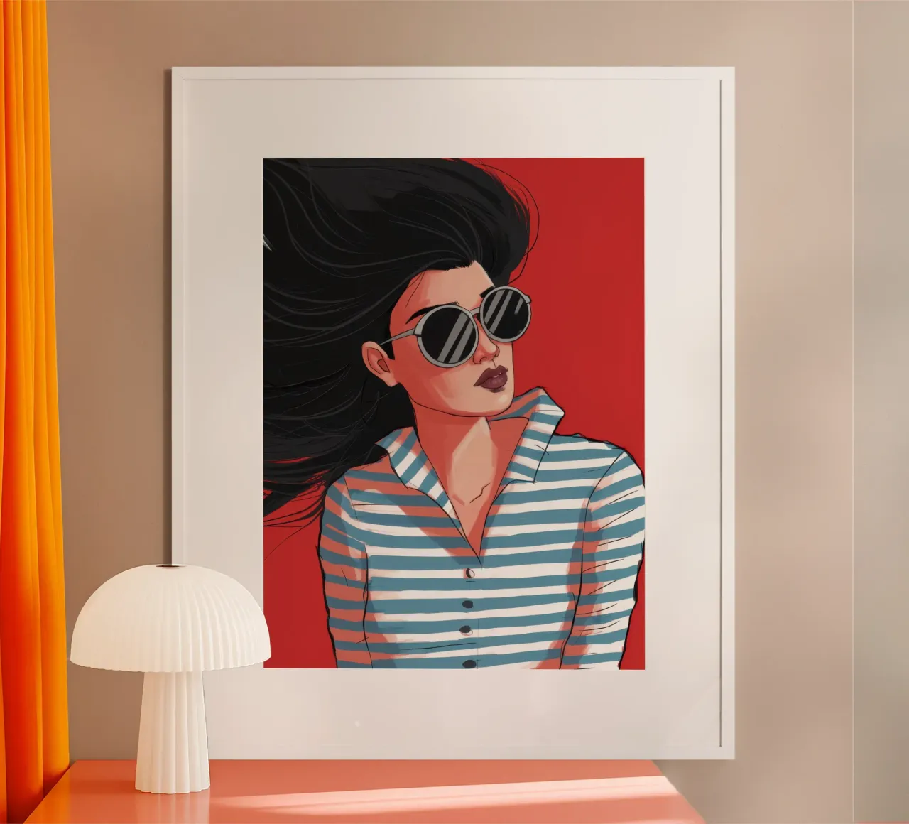 Atteggiamento a strisce soffiato dal vento poster con telaio in plastica da Scaller Stars