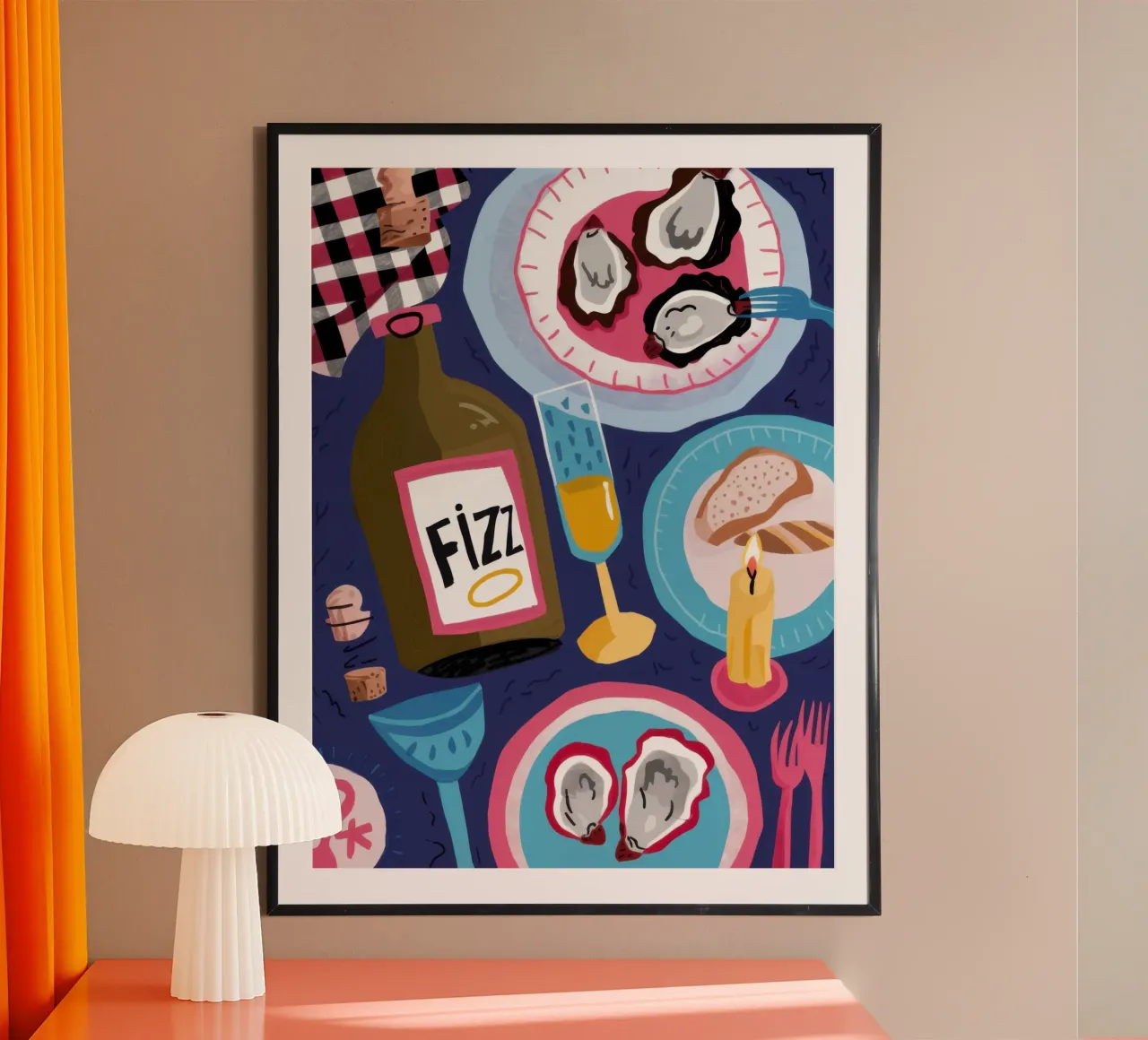Appuntamento a cena frizzante poster con telaio in plastica da Nova Glaze