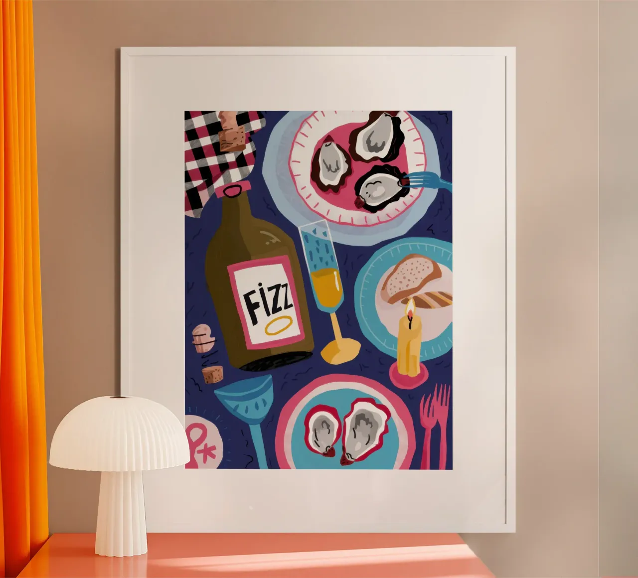 Appuntamento a cena frizzante poster con telaio in plastica da Nova Glaze