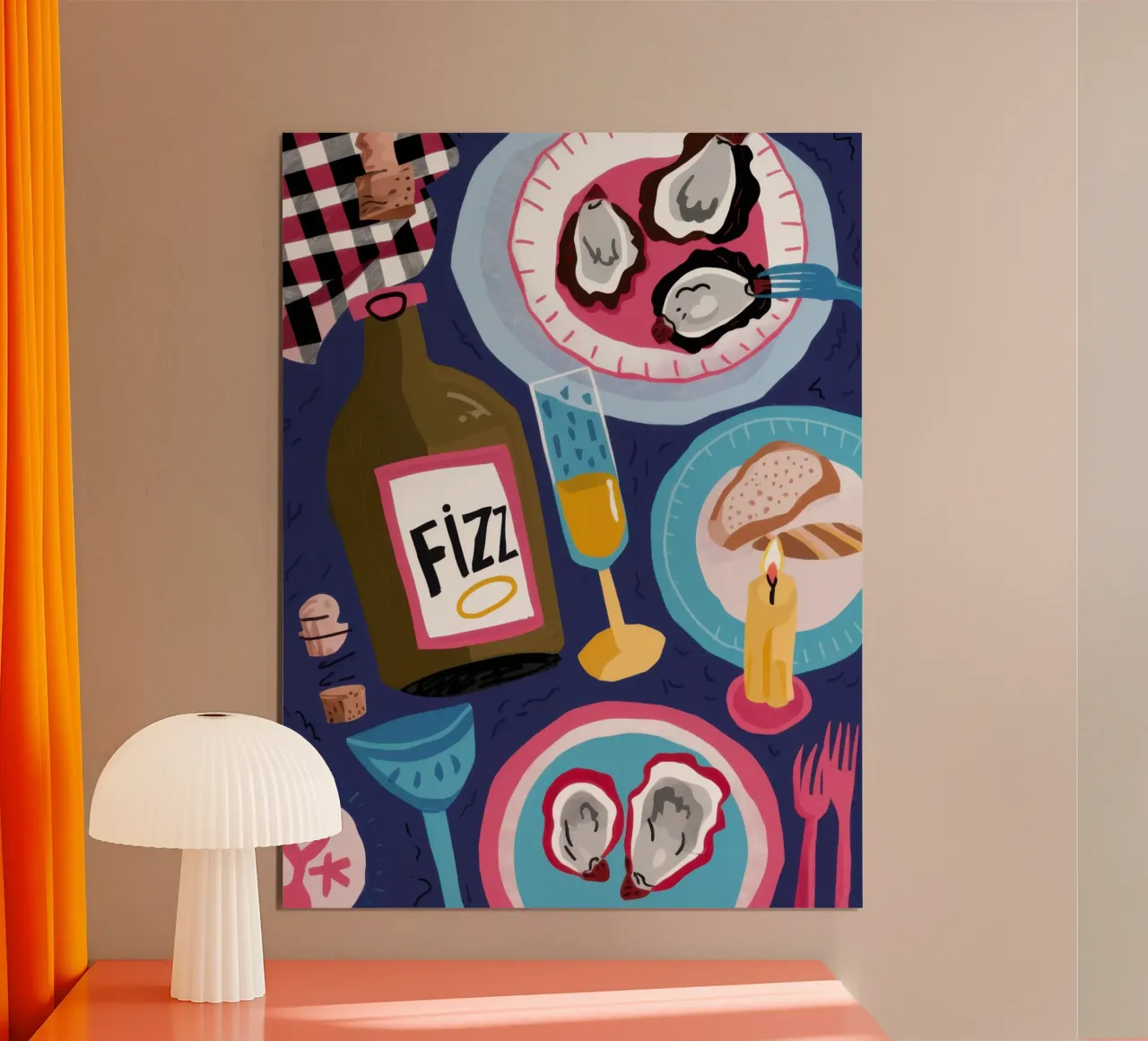 Appuntamento a cena frizzante poster con telaio in plastica da Nova Glaze