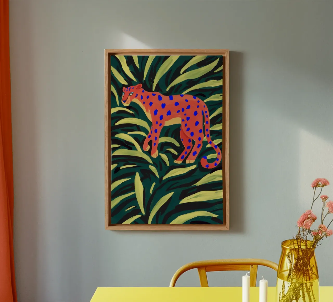 Azure Leopard Prowl canvas with Floater frame by Scaller Stars