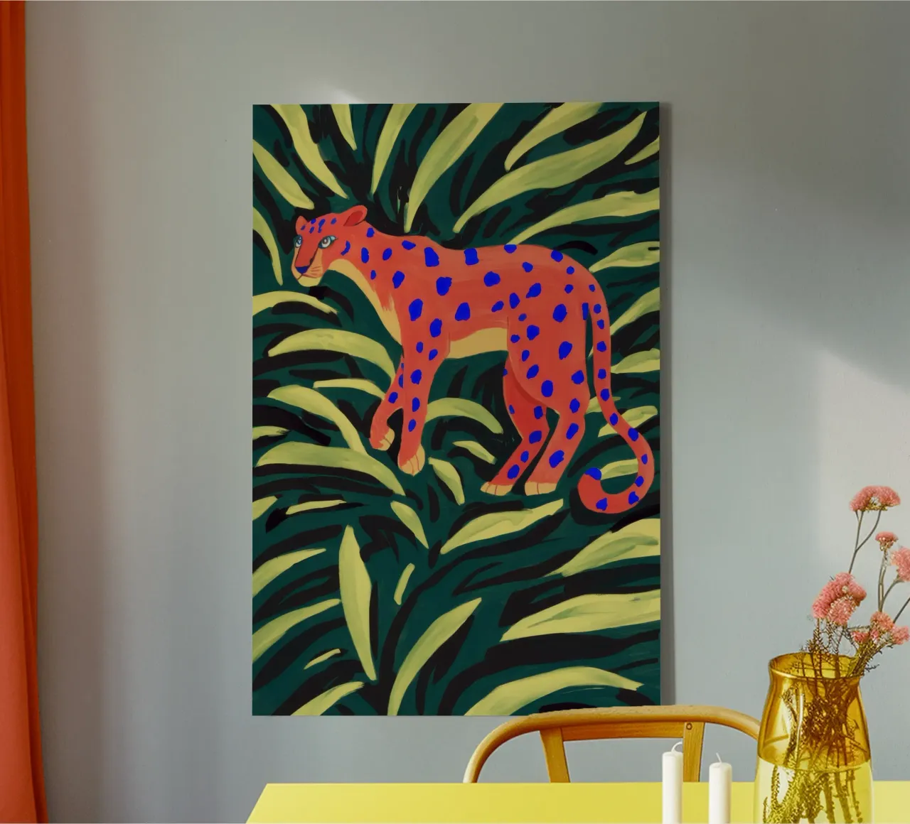 Azure Leopard Prowl canvas with Floater frame by Scaller Stars