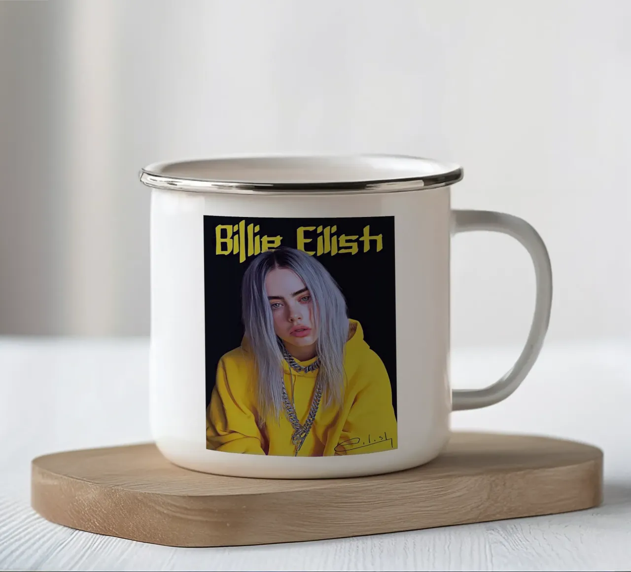 Billie Eilish tazza in smalto da Musadad Shop