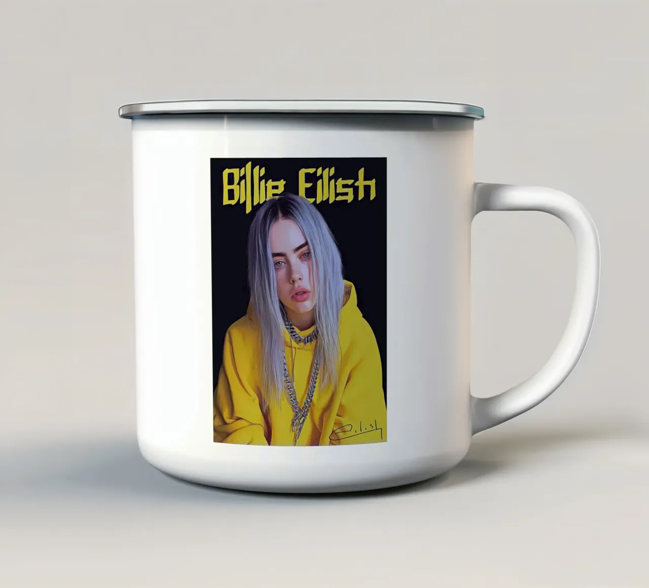 Billie Eilish tazza in smalto da Musadad Shop