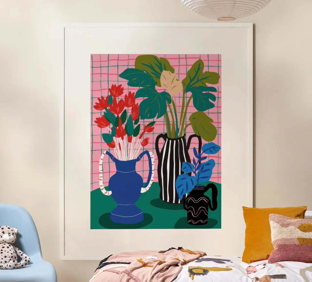 Vaso a righe in medley poster con telaio in alluminio da Scaller Stars