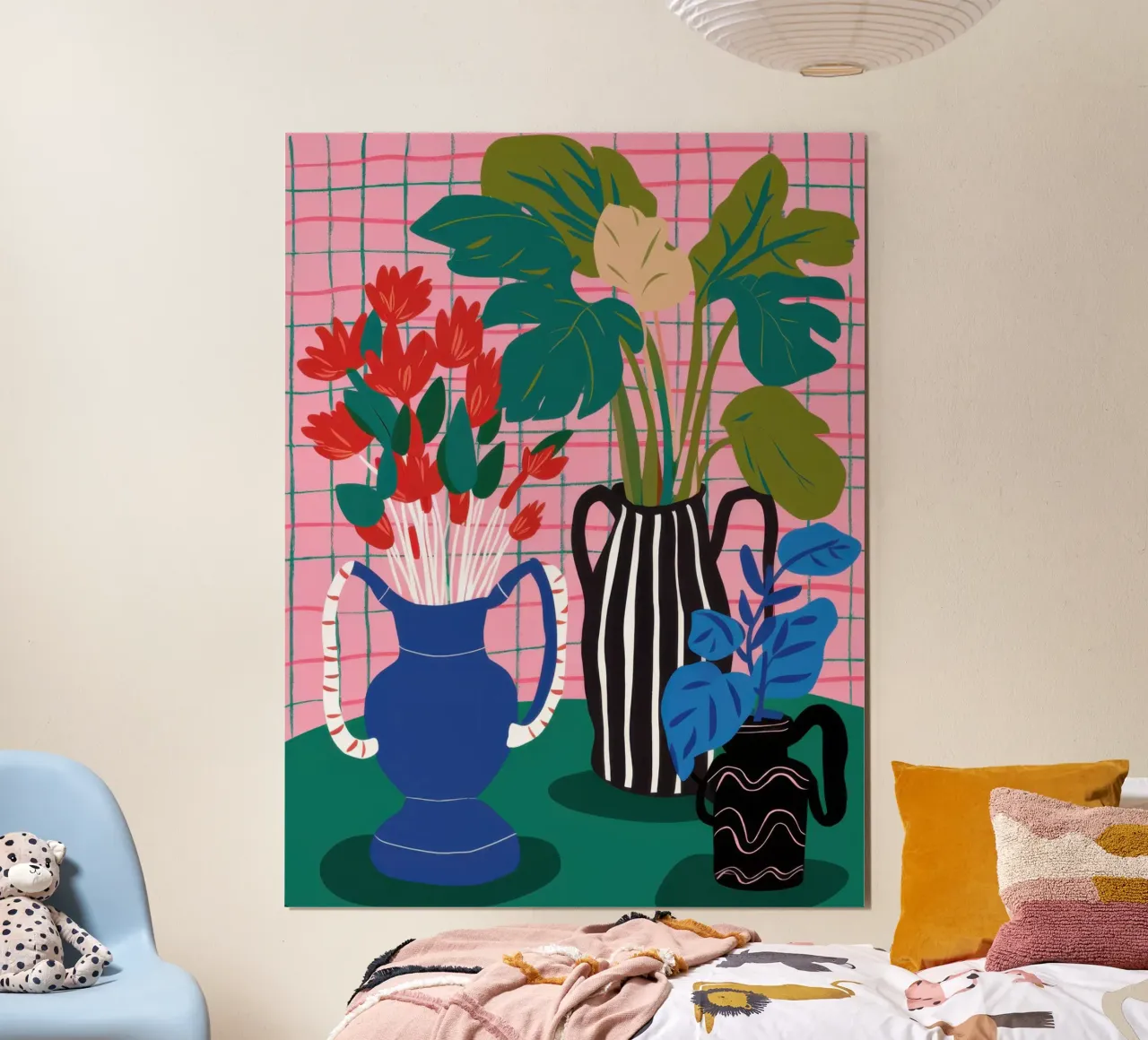 Vaso a righe in medley poster con telaio in alluminio da Scaller Stars