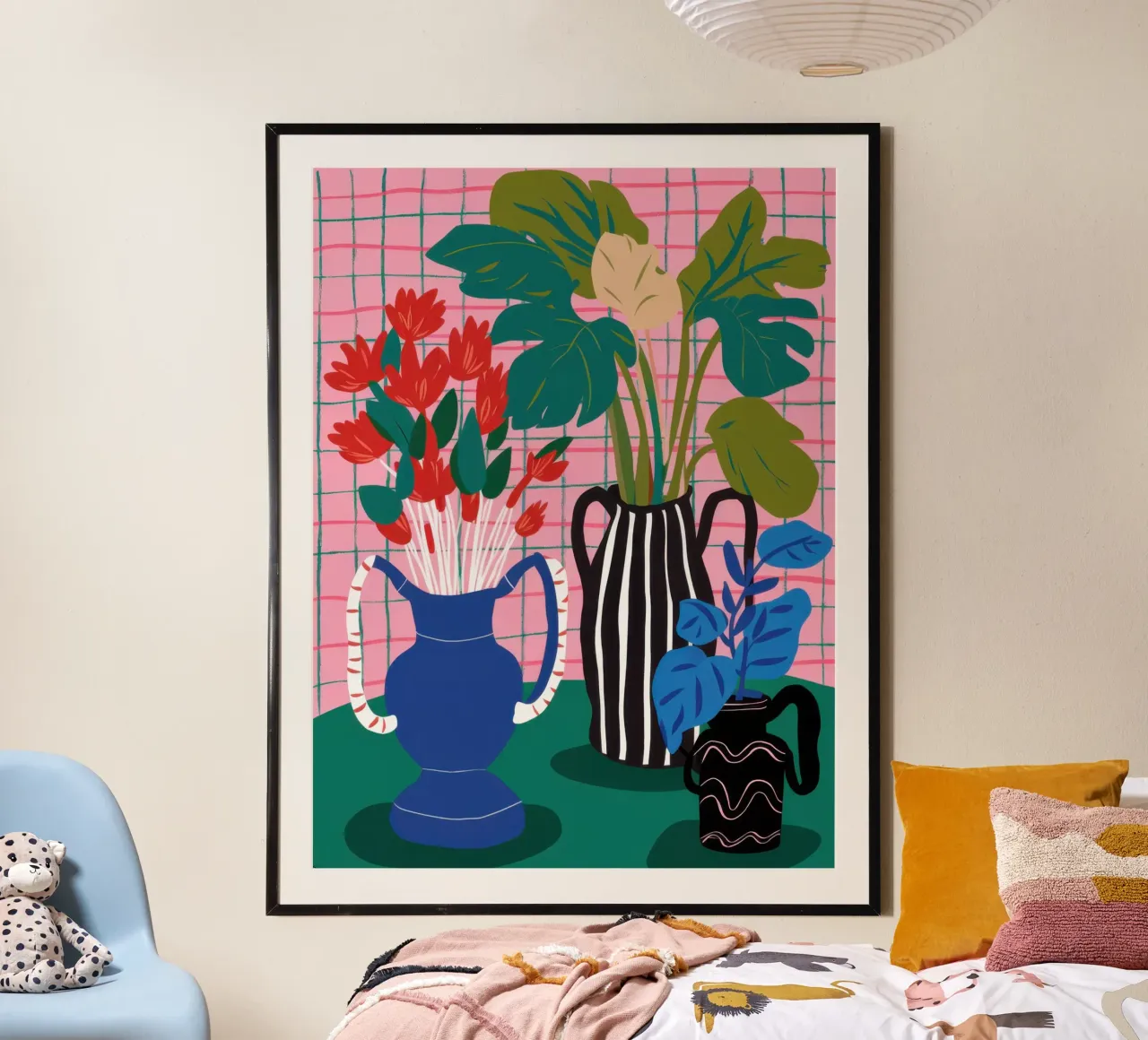 Vaso a righe in medley poster con telaio in alluminio da Scaller Stars