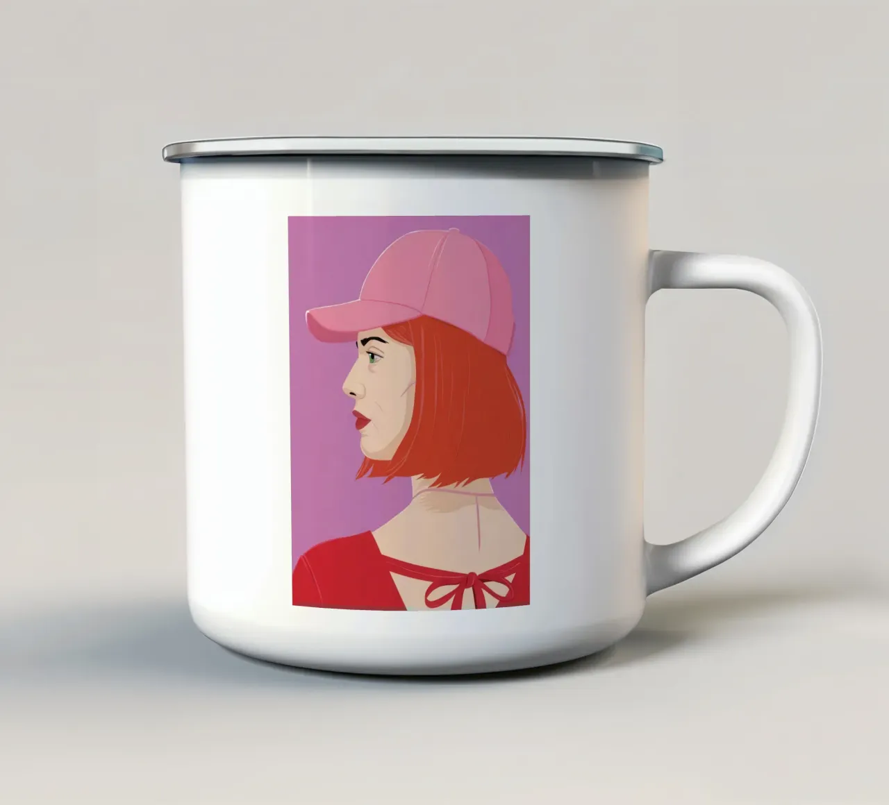 Sguardo di profilo colorato di rosa tazza in smalto da Scaller Stars