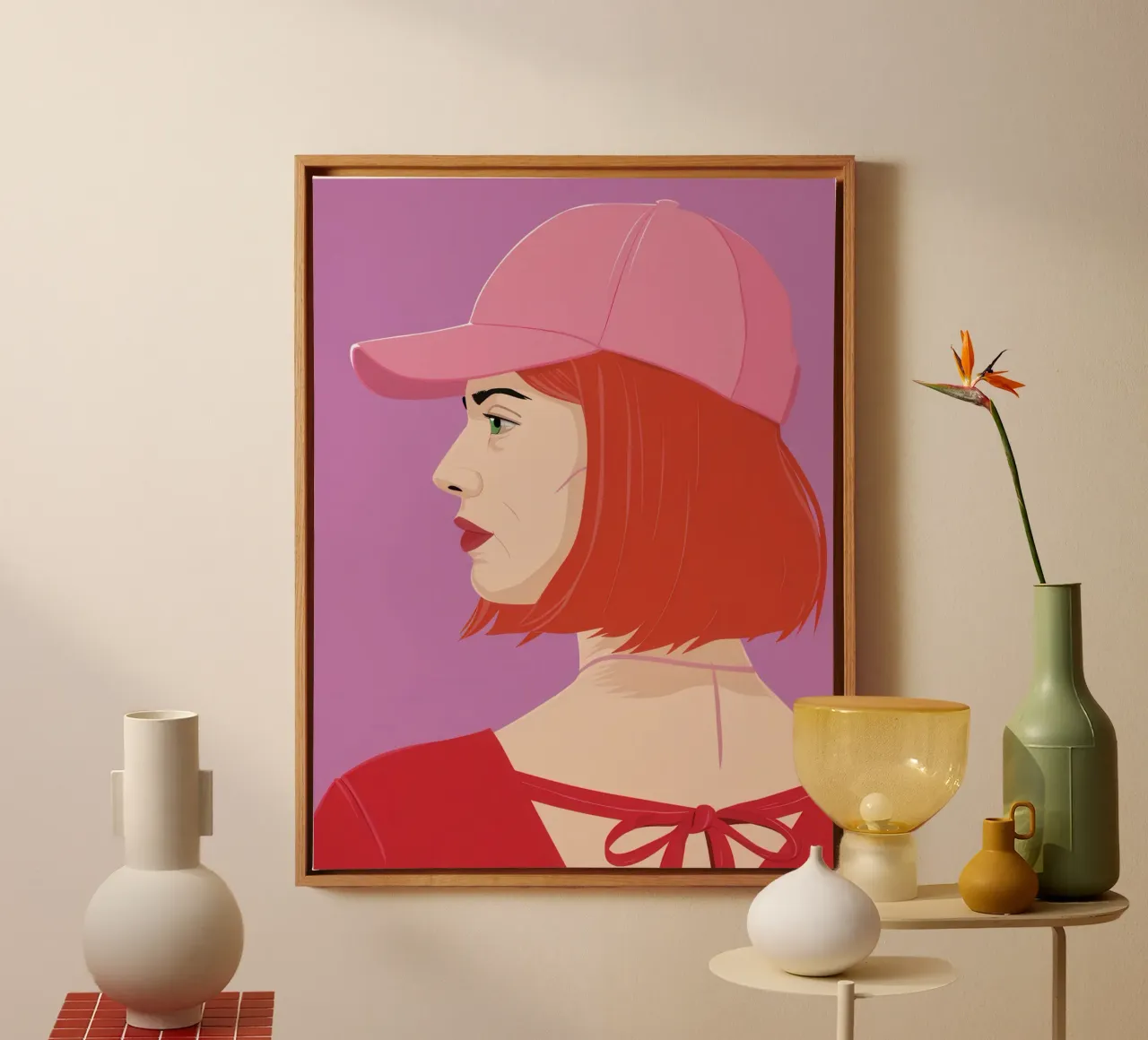 Sguardo di profilo colorato di rosa tela con Cornice a cassetta da Scaller Stars