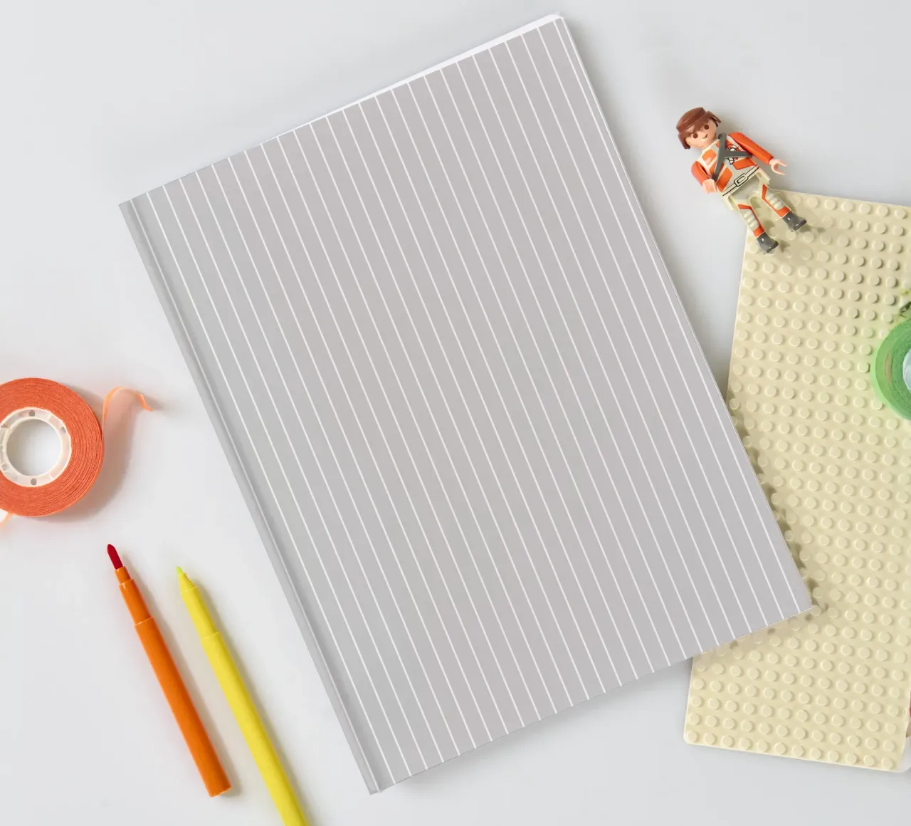 Minimal Basic Classic Pinstripe | White on Light Grey notebook by Beauty in Simplicity