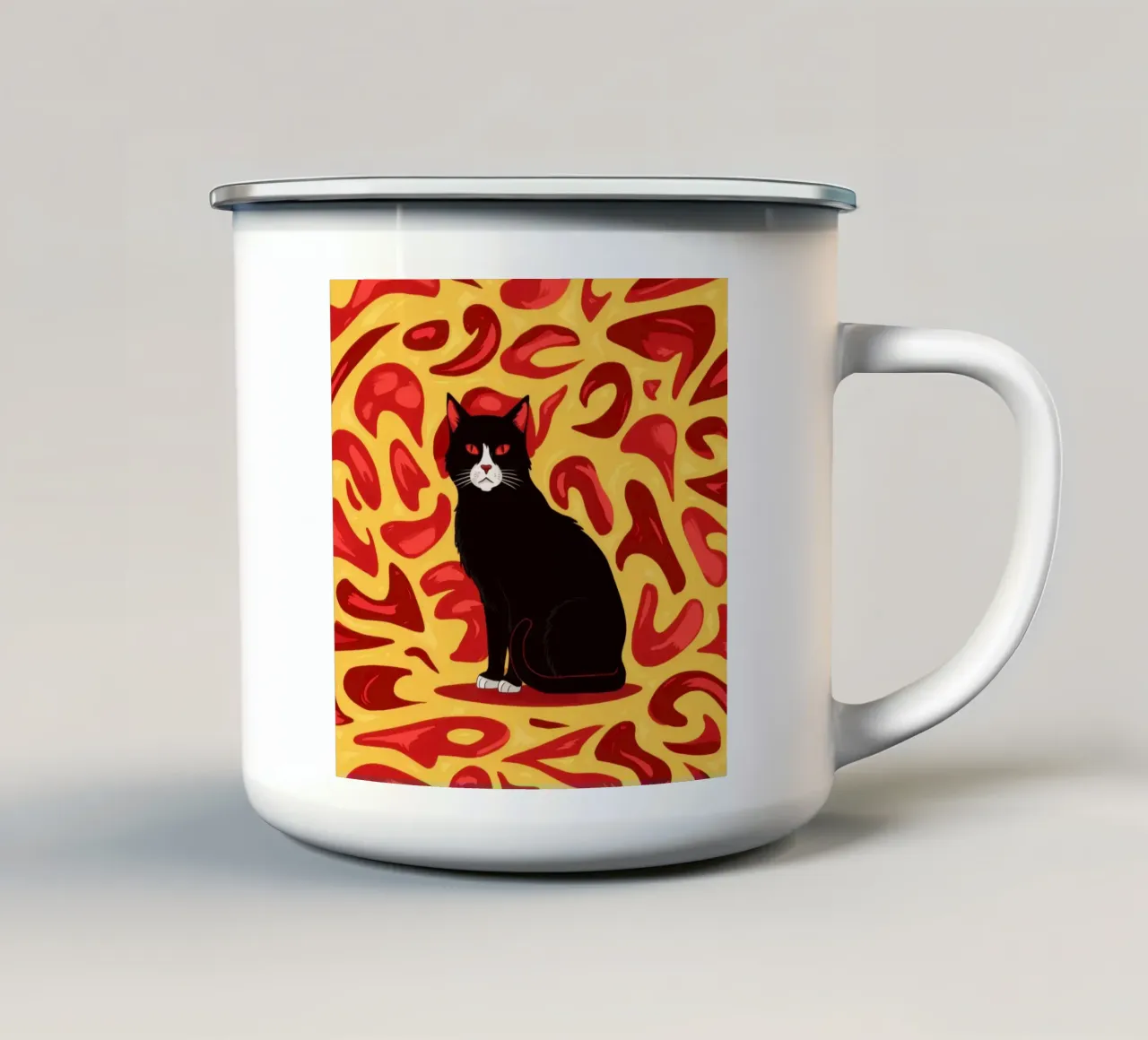 Gatto cremisi a vortice tazza in smalto da Scaller Stars