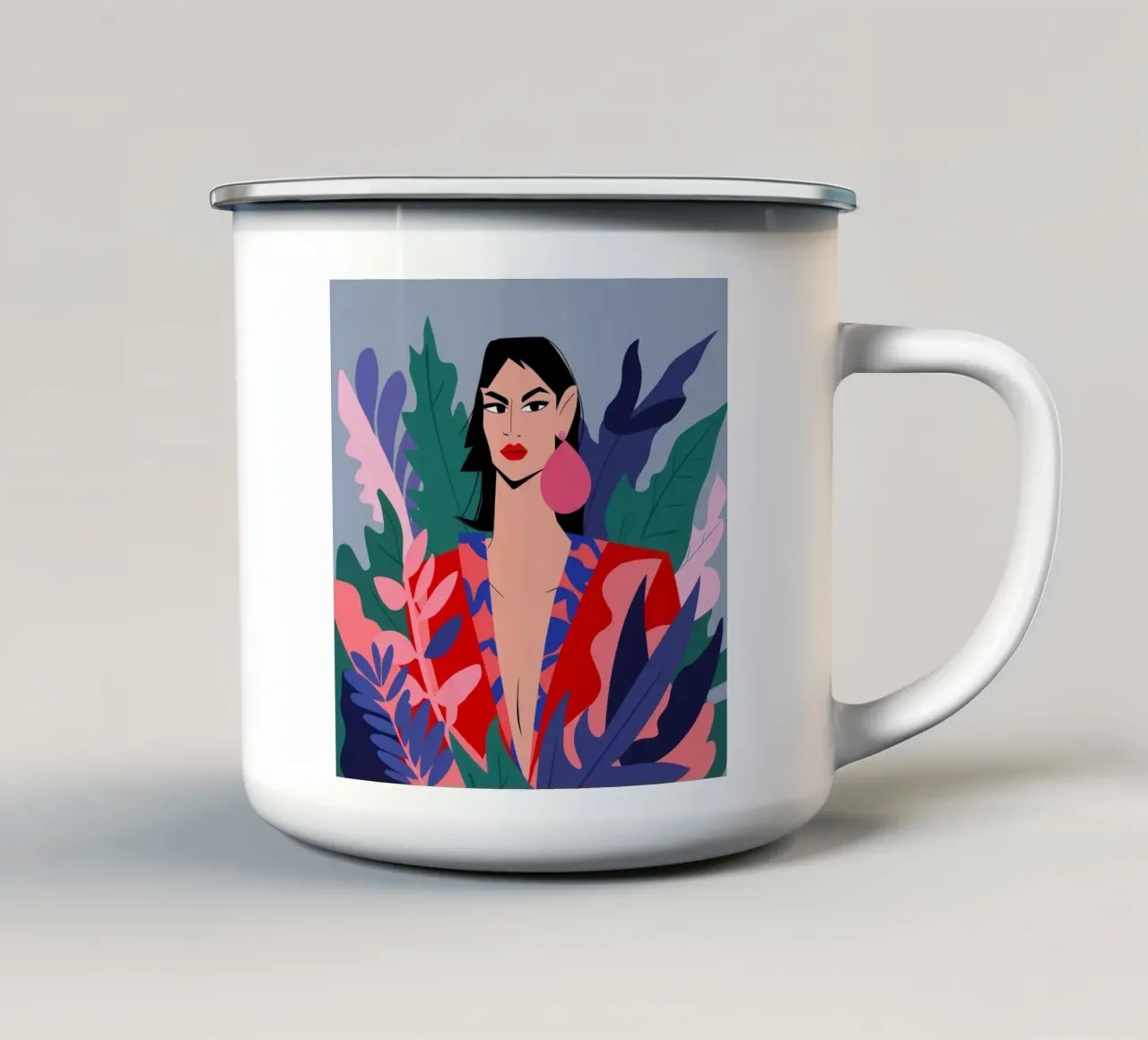 Fiducia nella giacca fucsia tazza in smalto da Nova Glaze
