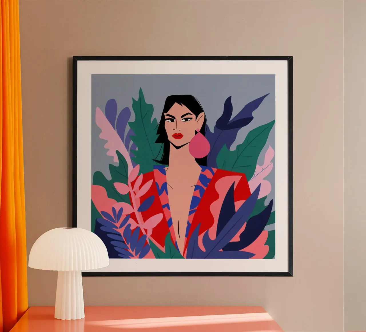 Fiducia nella giacca fucsia poster con telaio in legno da Nova Glaze