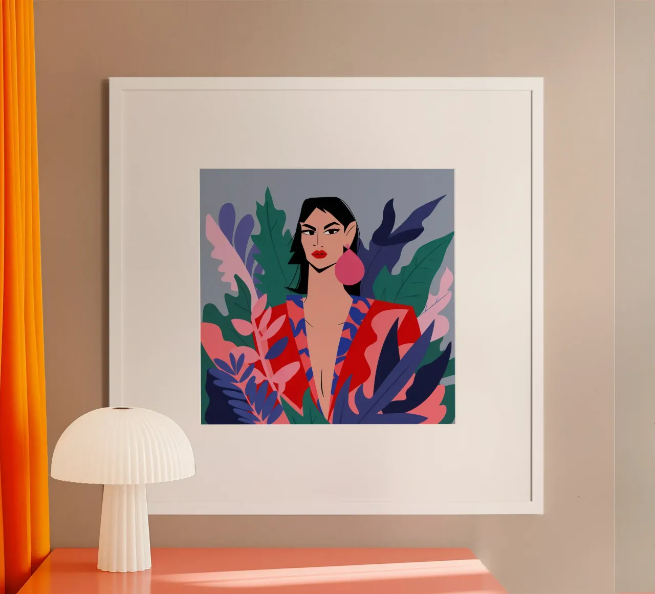 Fiducia nella giacca fucsia poster con telaio in legno da Nova Glaze