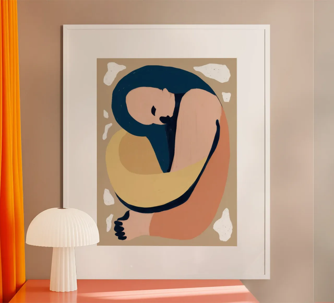 Abbraccio a forma di groviglio poster con telaio in legno da Scaller Stars