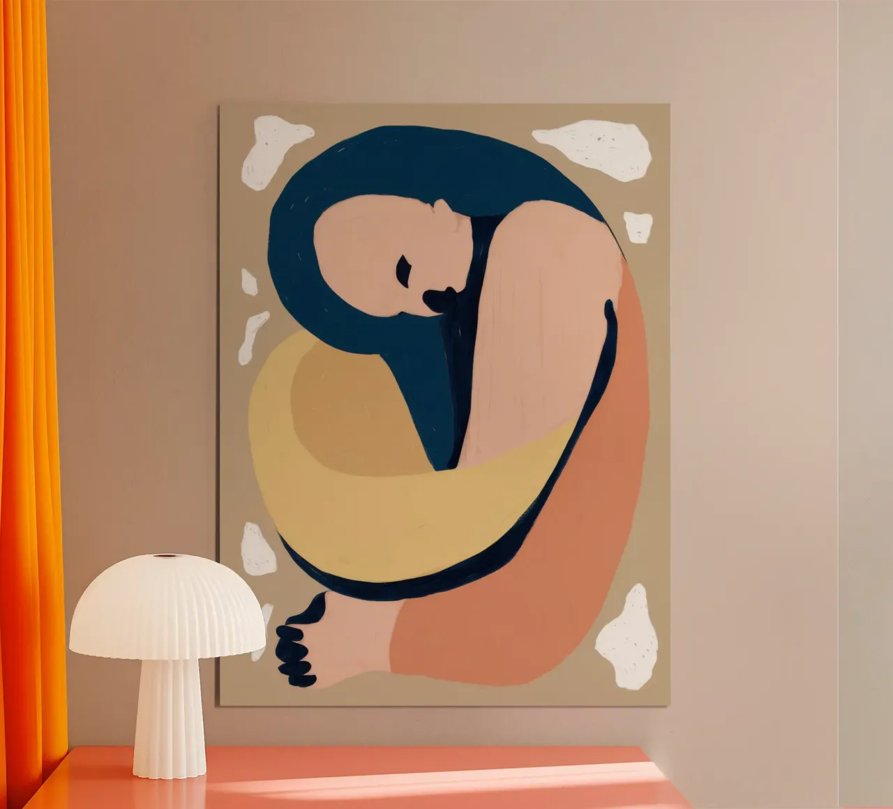 Abbraccio a forma di groviglio poster con telaio in legno da Scaller Stars