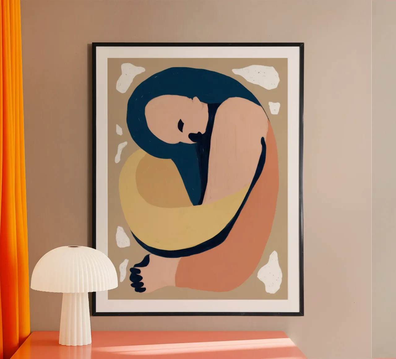 Abbraccio a forma di groviglio poster con telaio in legno da Scaller Stars