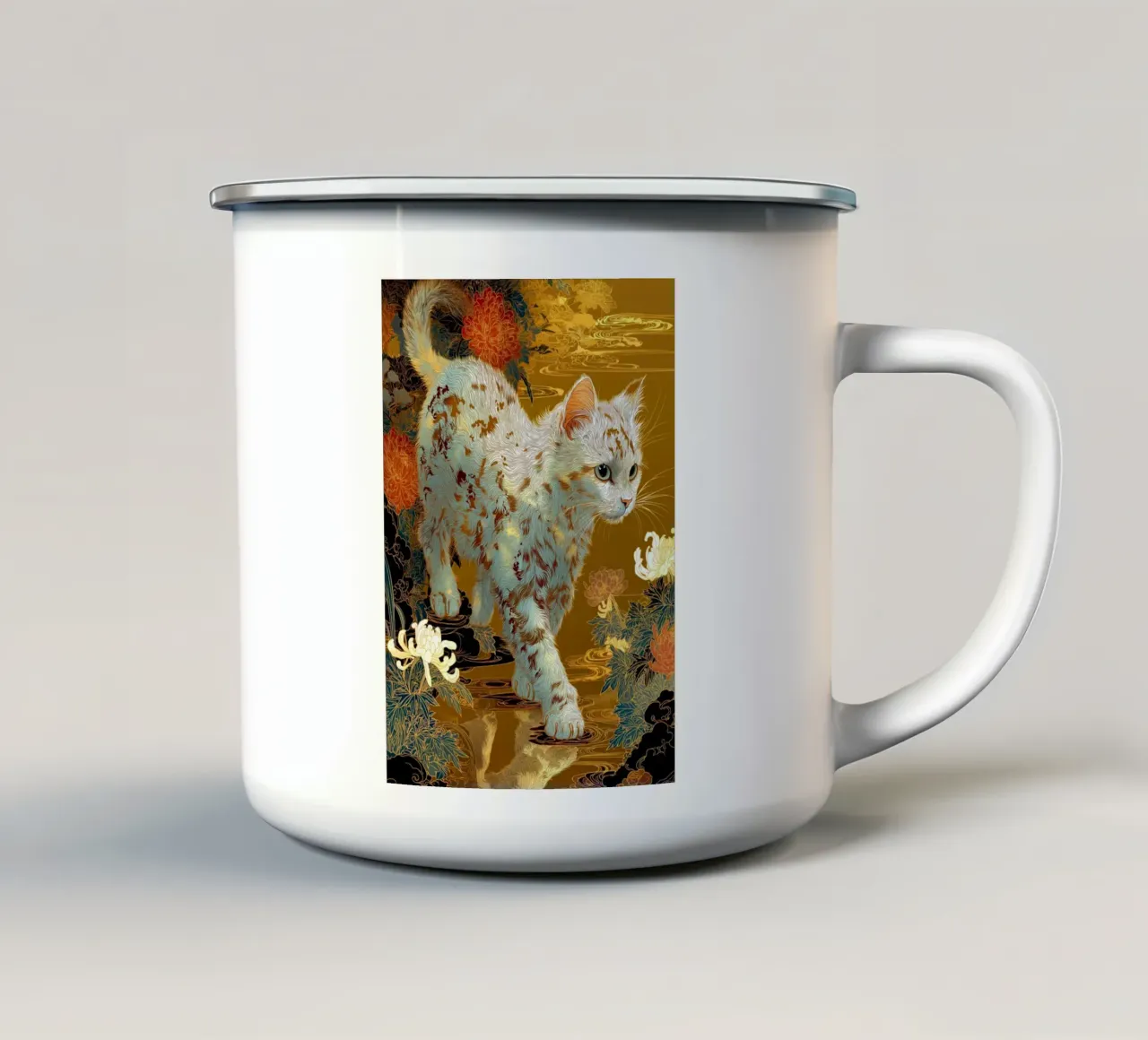 Gatto Ukiyo-e tazza in smalto da Stellar Creative