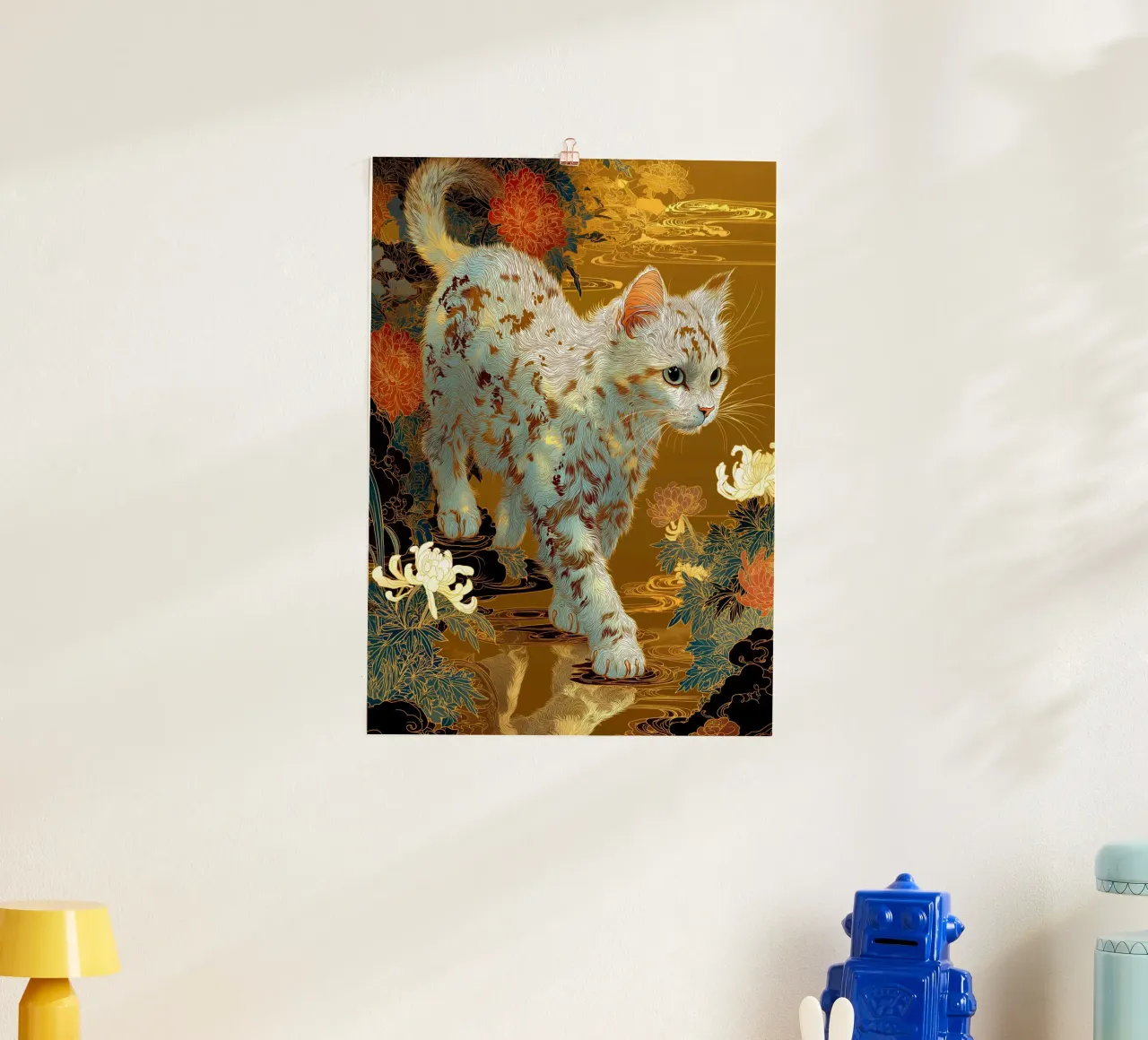 Gatto Ukiyo-e poster con telaio in plastica da Stellar Creative