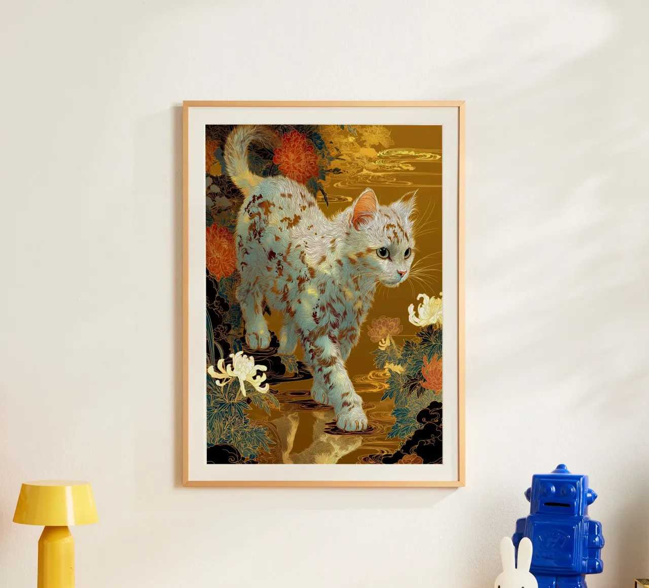 Gatto Ukiyo-e poster con telaio in plastica da Stellar Creative