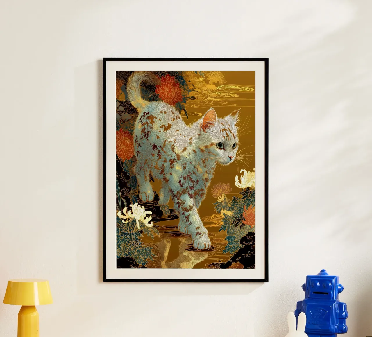 Gatto Ukiyo-e poster con telaio in plastica da Stellar Creative