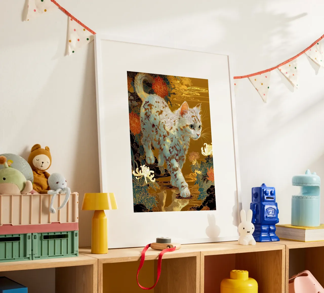 Gatto Ukiyo-e poster con telaio in plastica da Stellar Creative