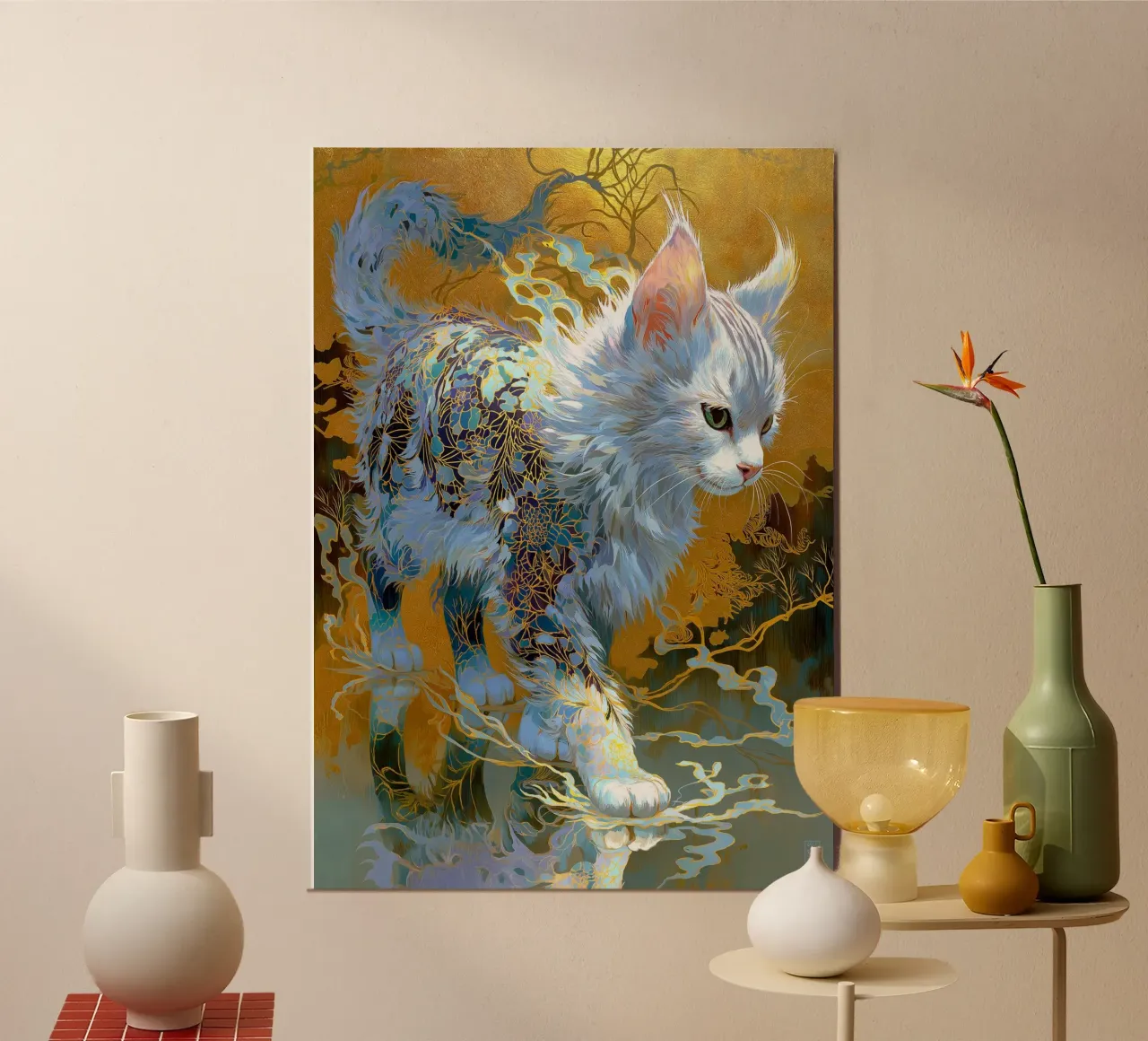 Gatto Ukiyo-e poster con telaio in plastica da Stellar Creative
