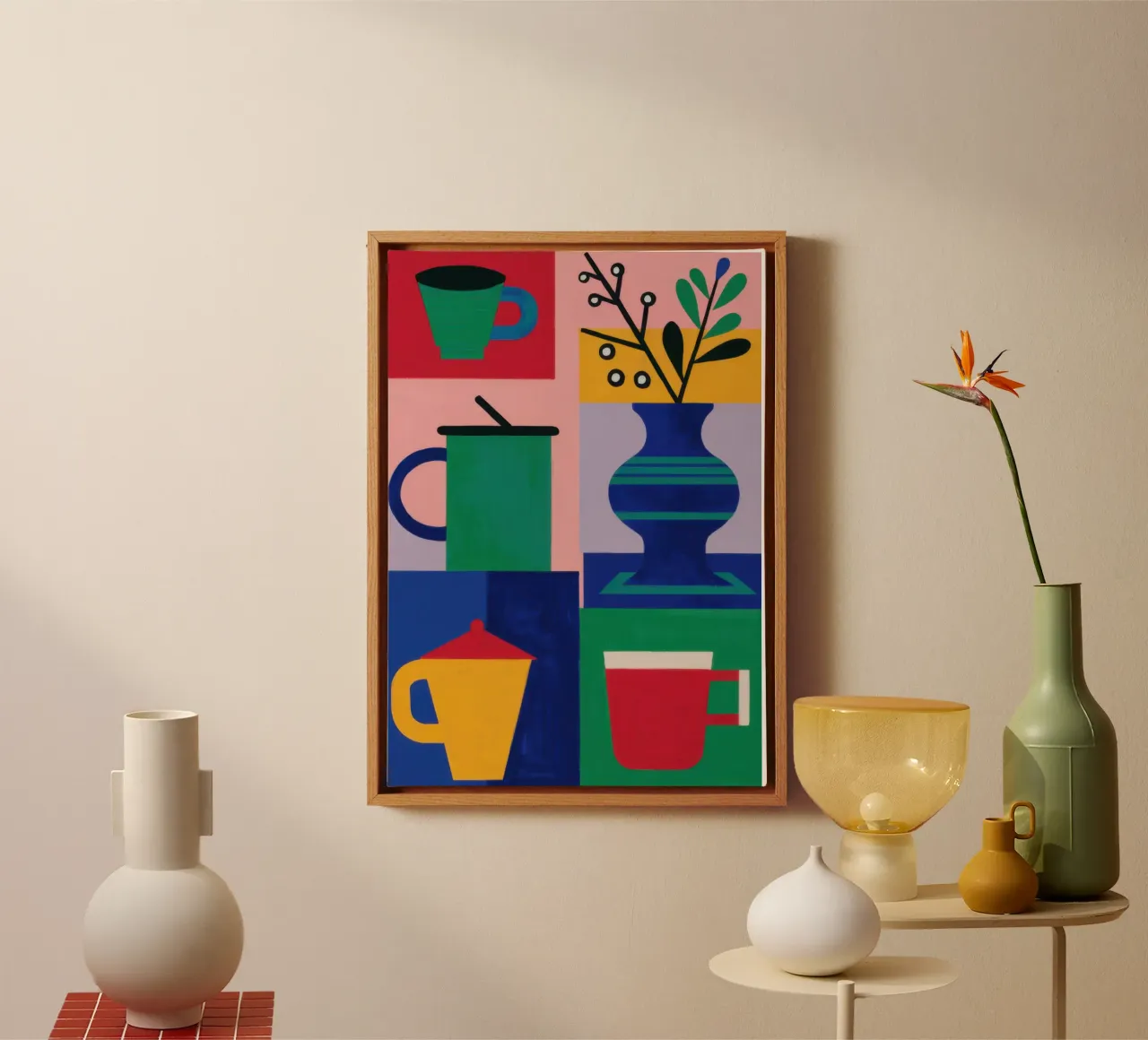 Abstracte mok Harmonie canvas met Baklijst van Nova Glaze