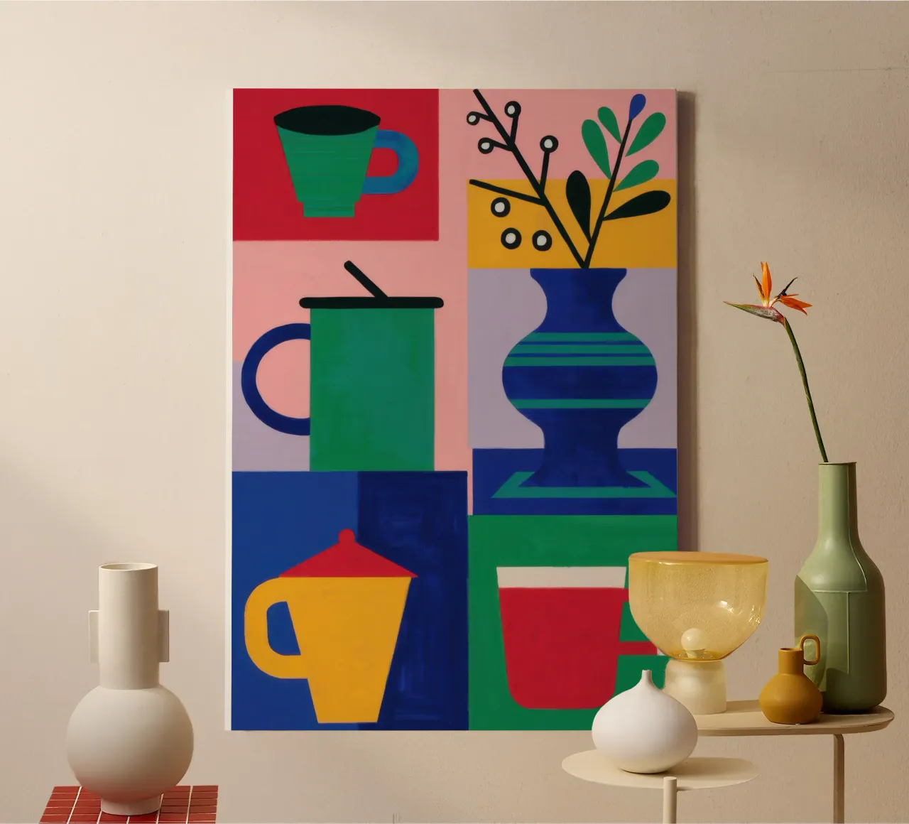 Abstracte mok Harmonie canvas met Baklijst van Nova Glaze