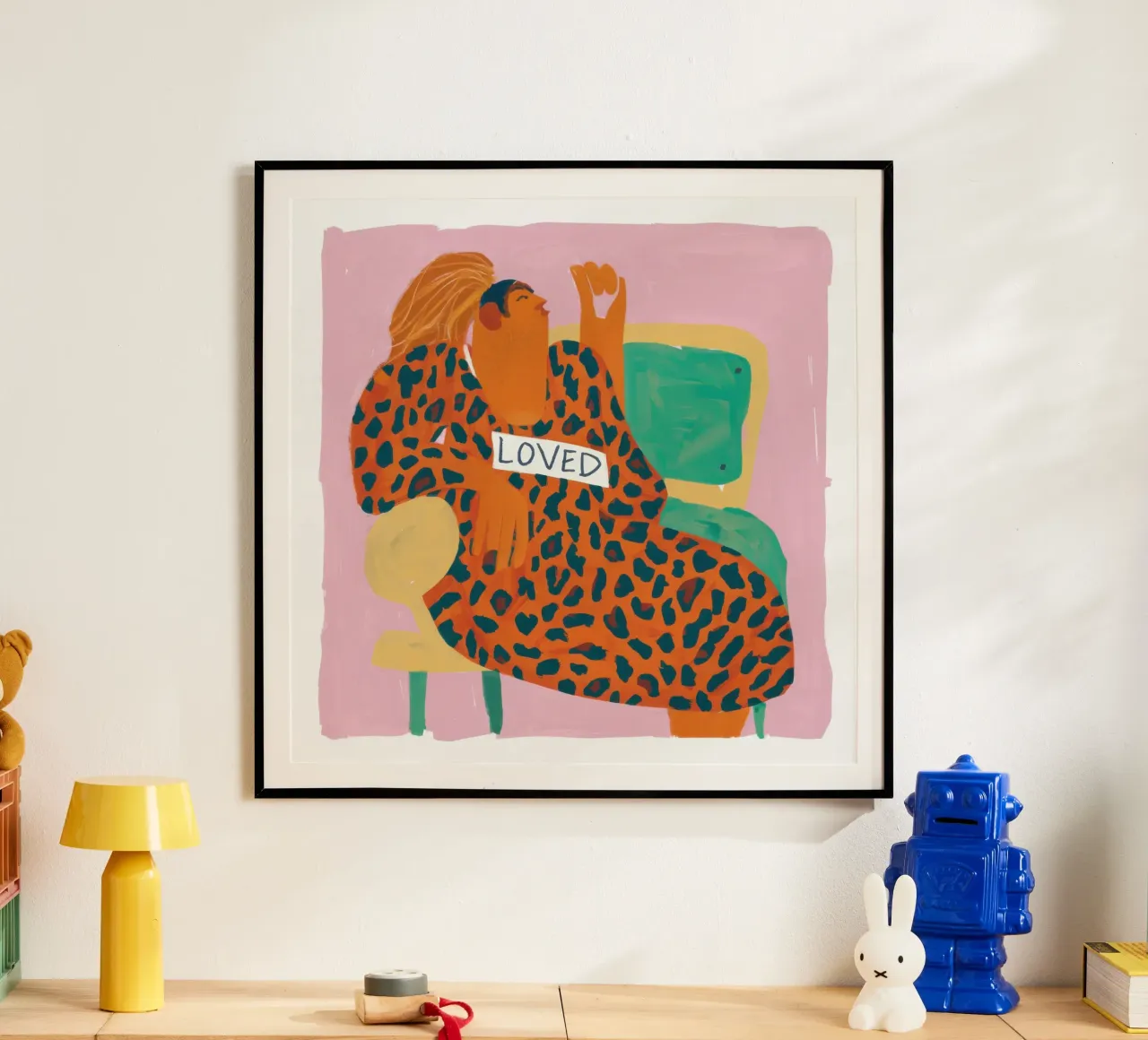 Amore leopardato poster con telaio in alluminio da Scaller Stars