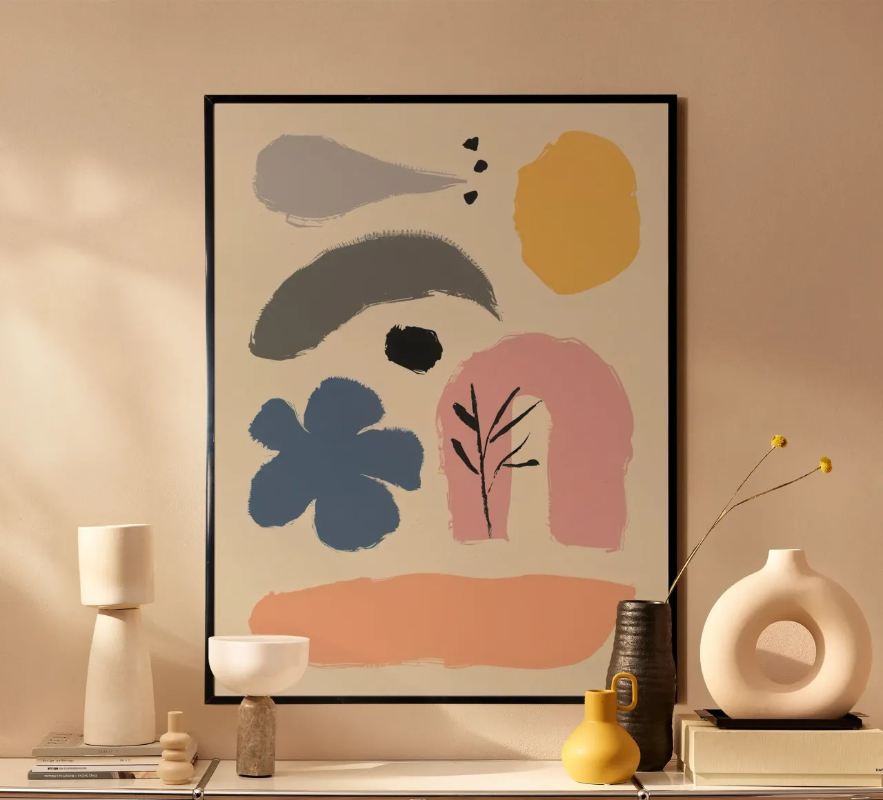 Forme fluide e terrose poster con telaio in alluminio da Nova Glaze