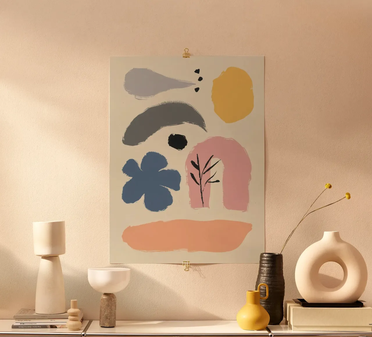 Forme fluide e terrose poster con telaio in alluminio da Nova Glaze