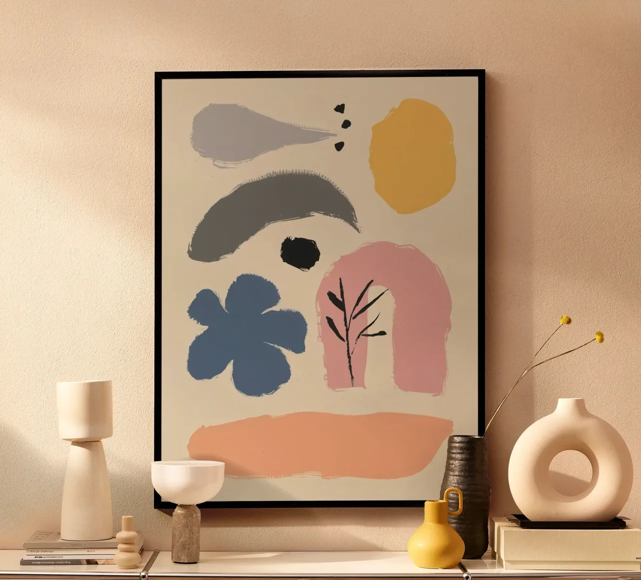 Forme fluide e terrose poster con telaio in alluminio da Nova Glaze