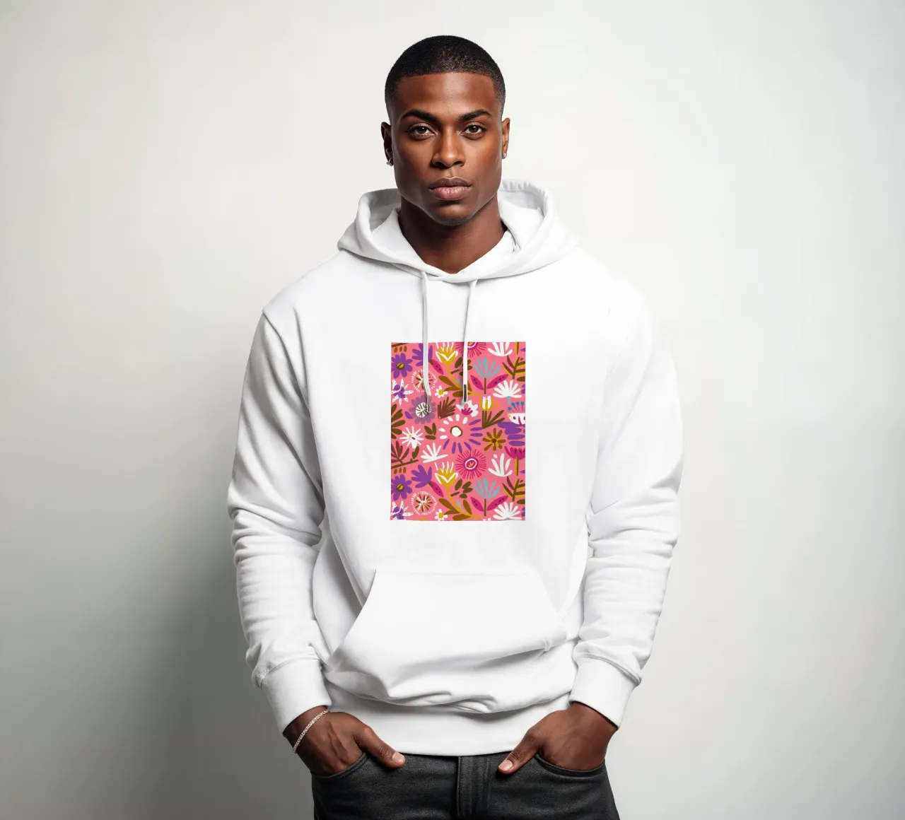 Frenesia floreale fucsia felpa con cappuccio da Snow Mist