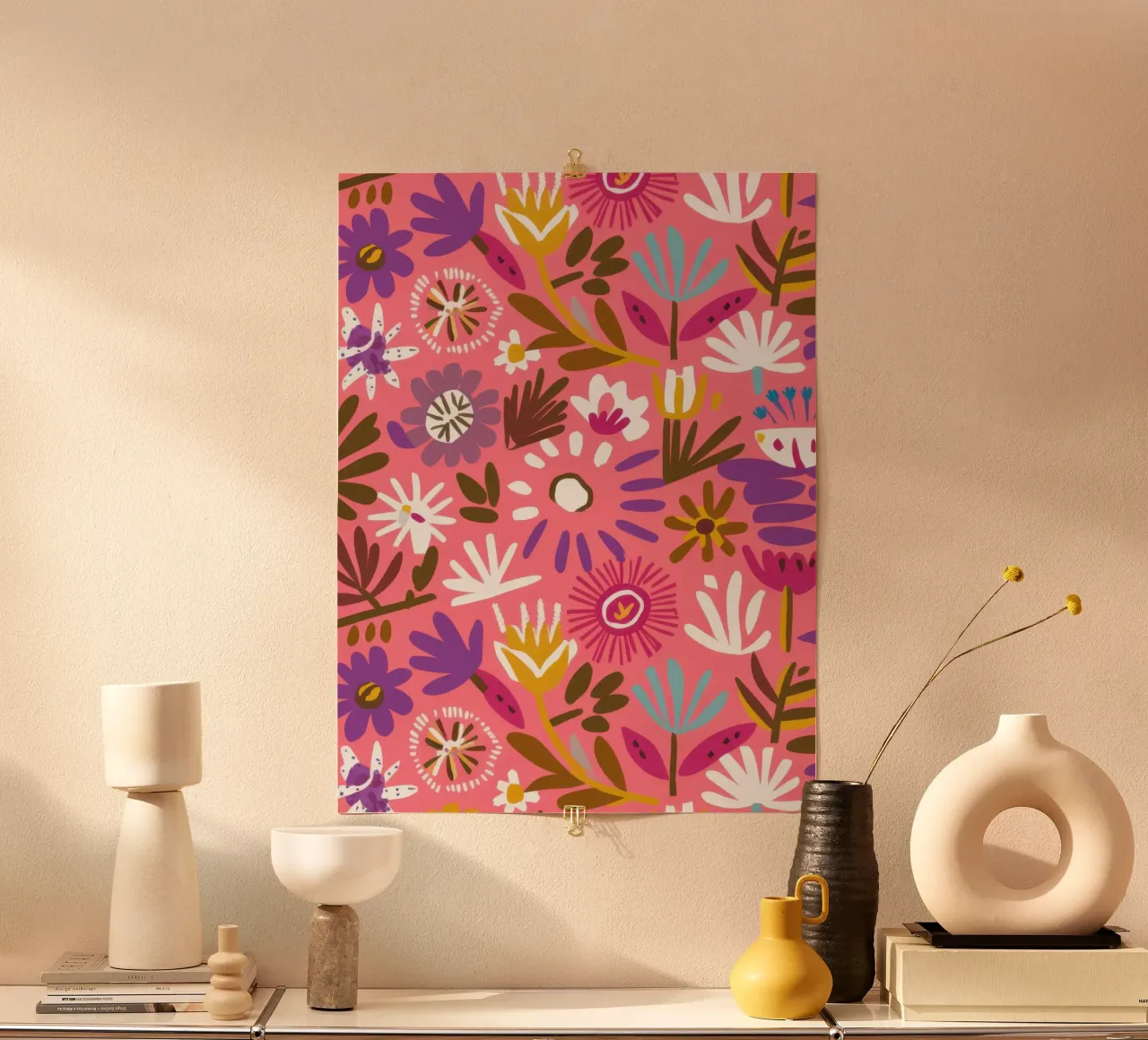 Frenesia floreale fucsia poster da Snow Mist
