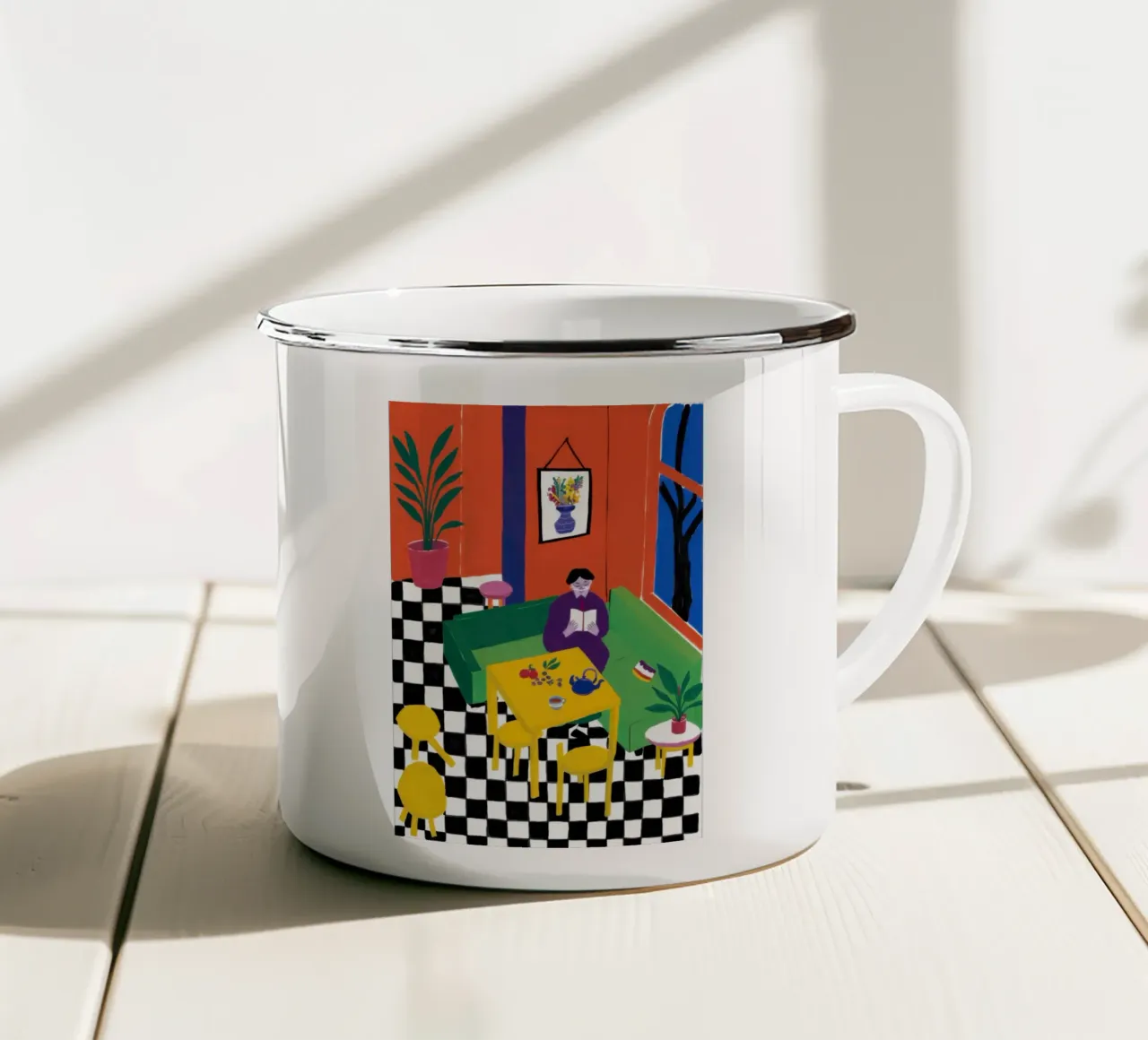 Pavimento a scacchiera tazza in smalto da Nova Glaze