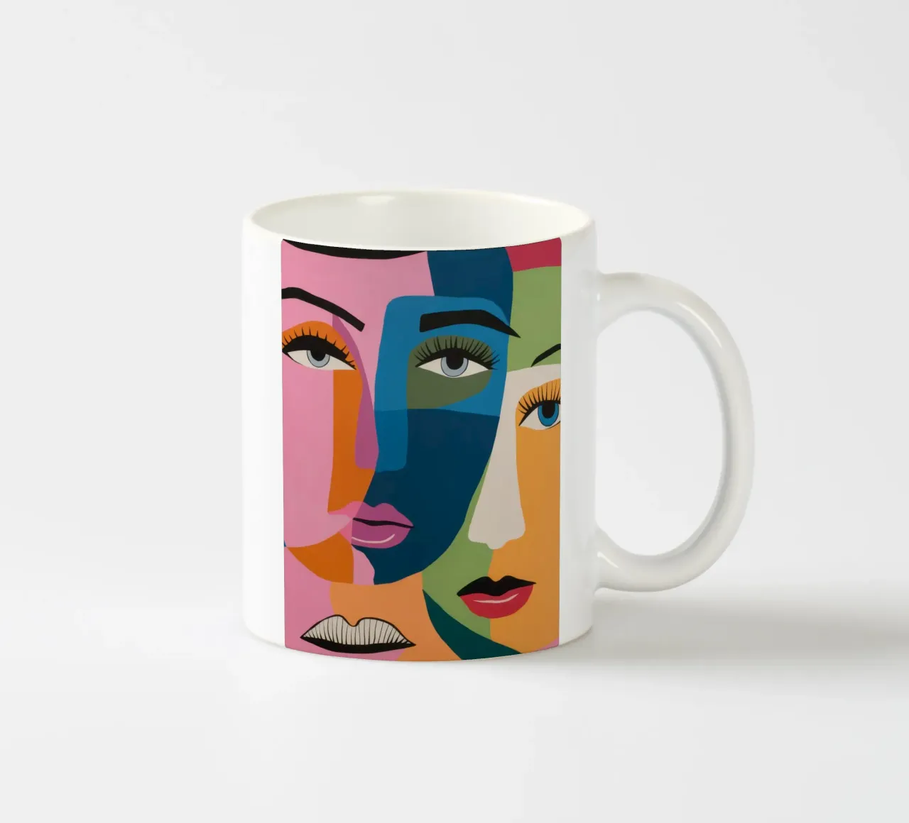 Fusione di volti cubisti tazza in ceramica da Snow Mist