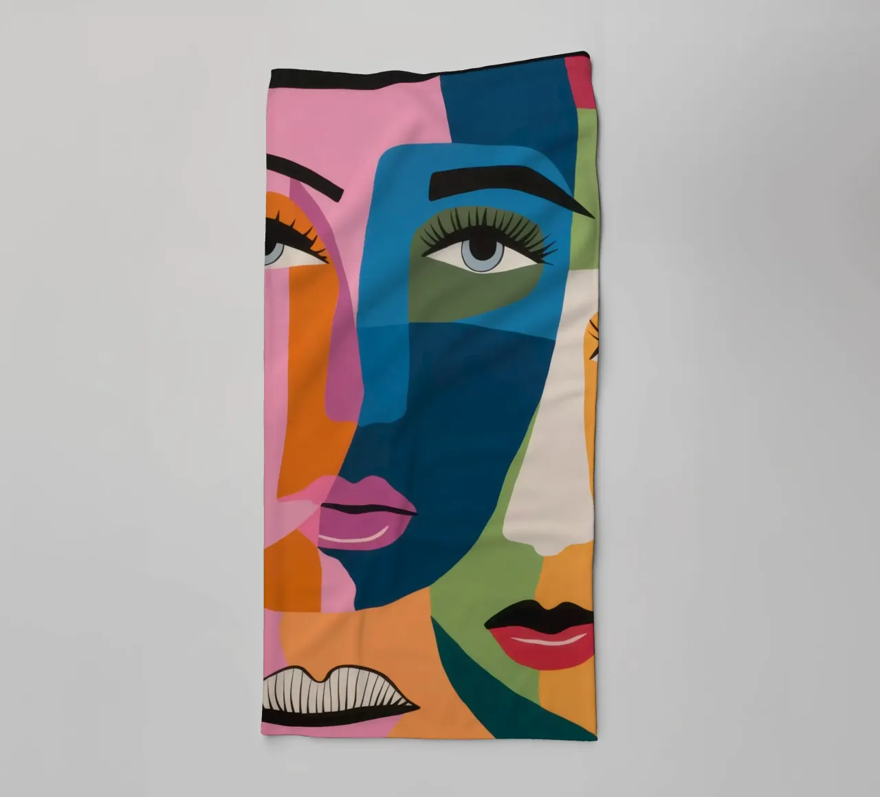 Cubist Face Fusion towel by Snow Mist