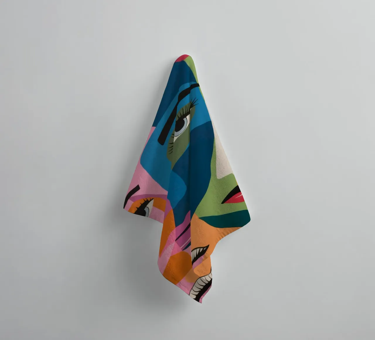 Cubist Face Fusion towel by Snow Mist