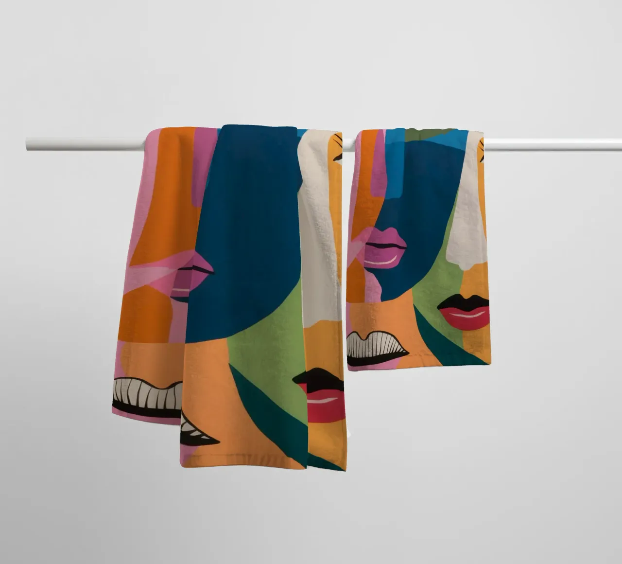 Cubist Face Fusion towel by Snow Mist