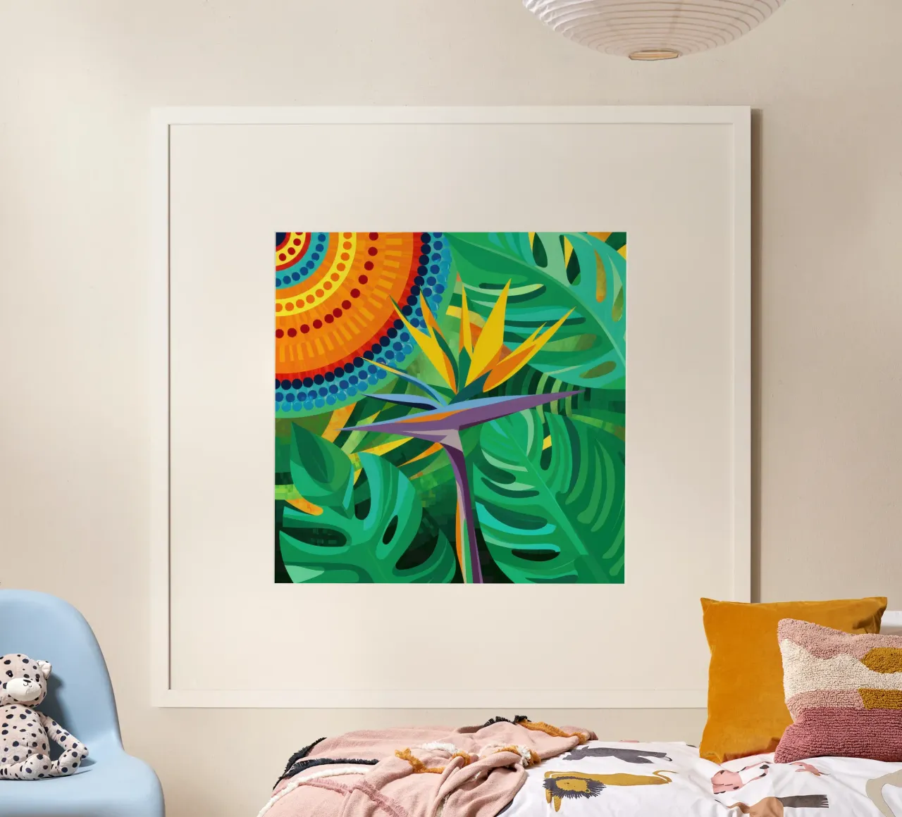 Paradiso degli uccelli tropicali poster con telaio in alluminio da Snow Mist