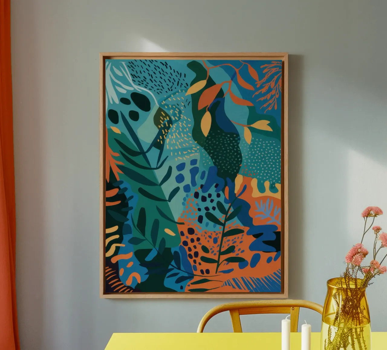 Jungle oproer met structuur canvas met Baklijst van Scaller Stars