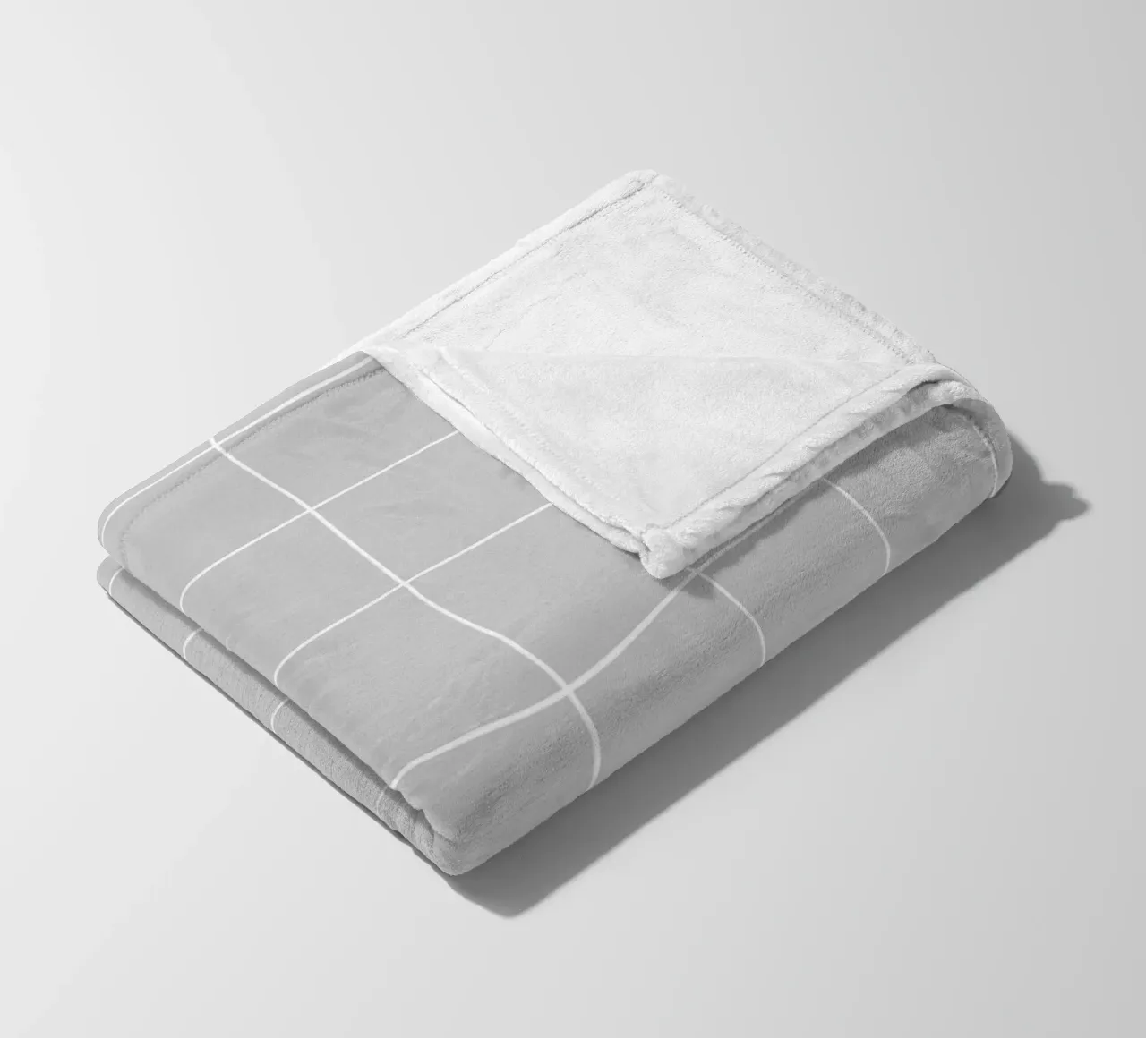 Minimal Basic Classic Big Grid | Bianco su grigio chiaro coperta in pile da Beauty in Simplicity