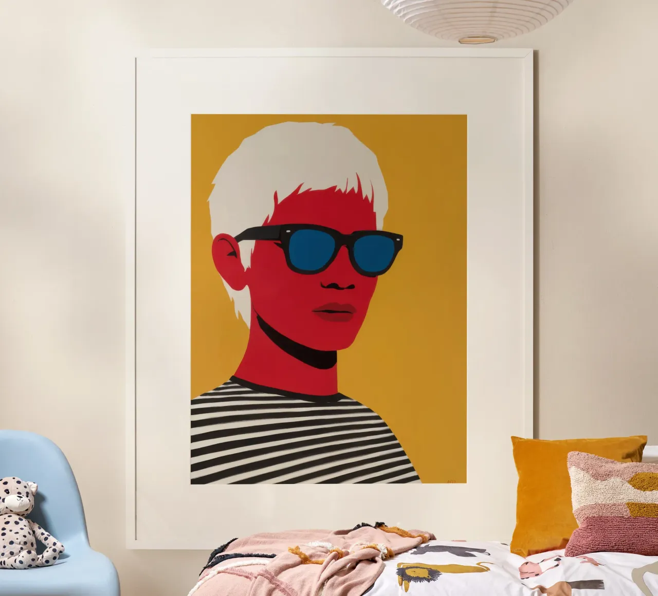 Sguardo del bagliore solare poster con telaio in legno da Scaller Stars